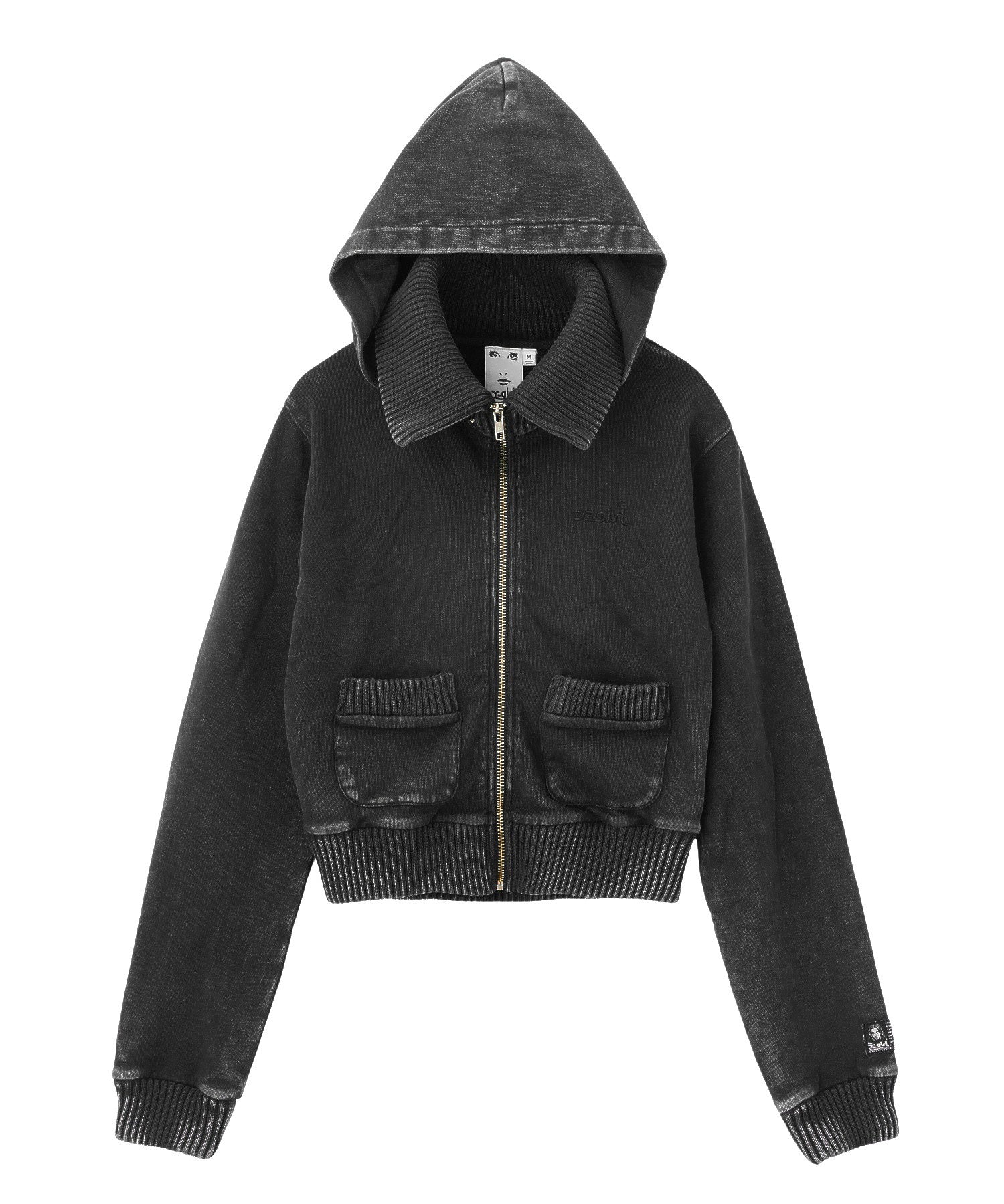 FADED SWEAT AND RIB ZIP UP COMPACT HOODIE