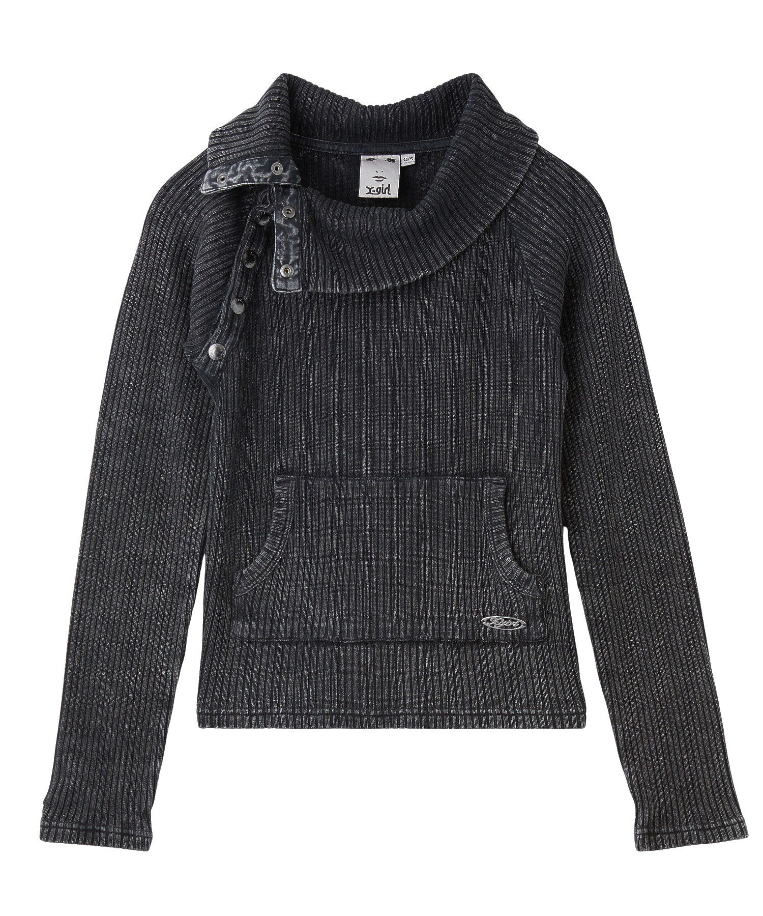 DEFORMED NECK FADED RIB TOP