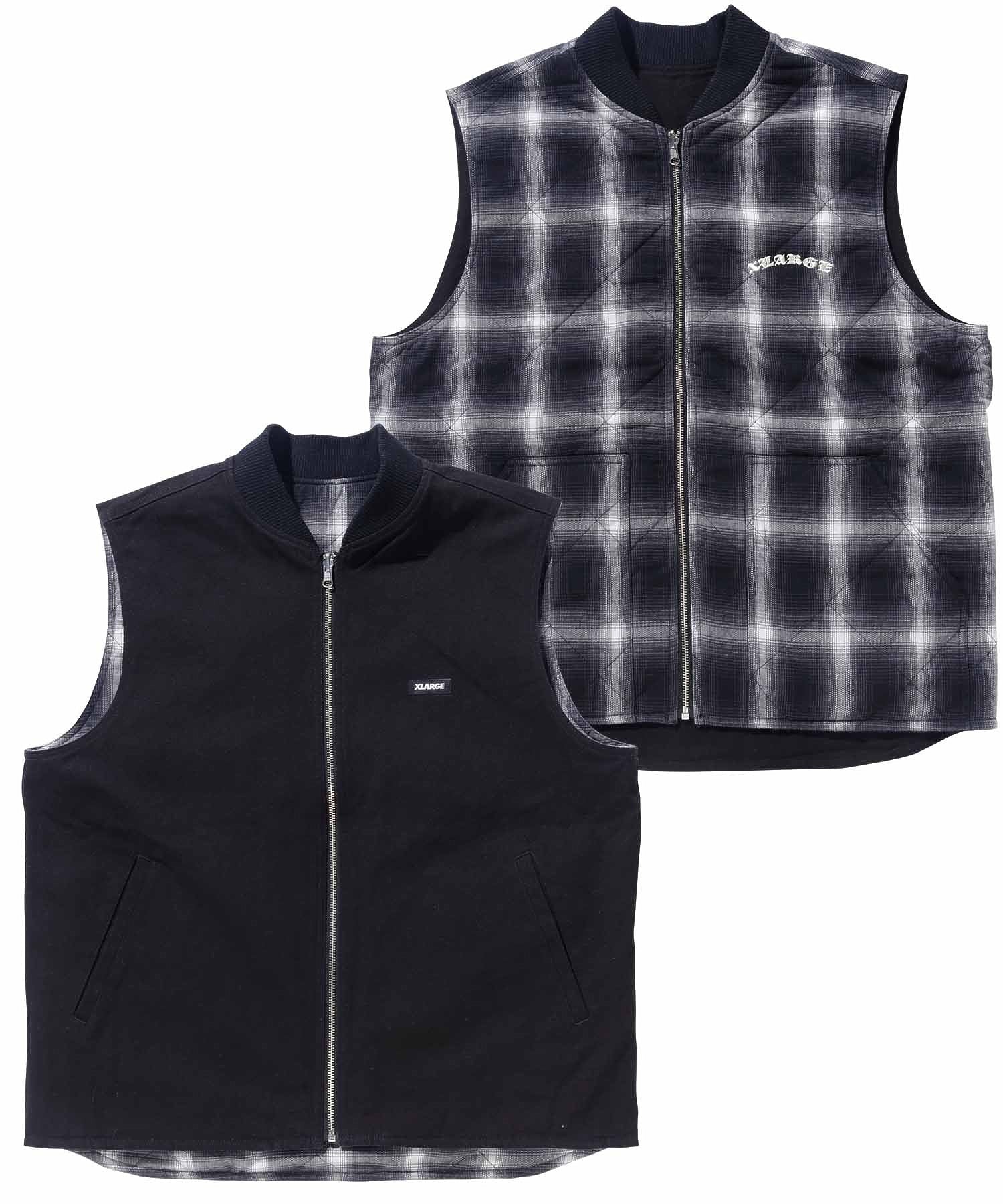 OMBRE PLAID REVERSIBLE VEST XLARGE