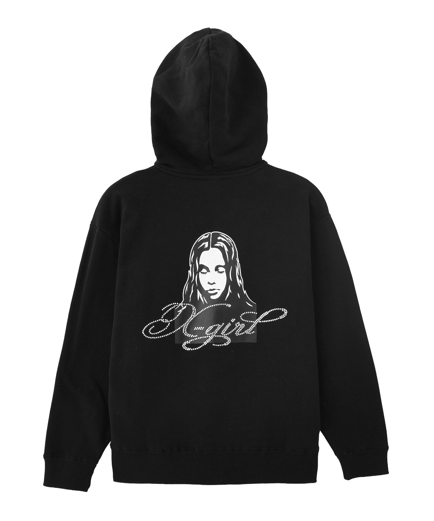 RHINESTONE LOGO AND FACE ZIP UP SWEAT HOODIE