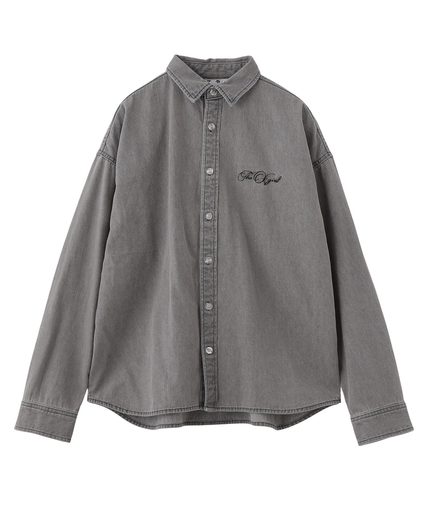 SCRIPT LOGO BLEACHED DENIM SHIRT