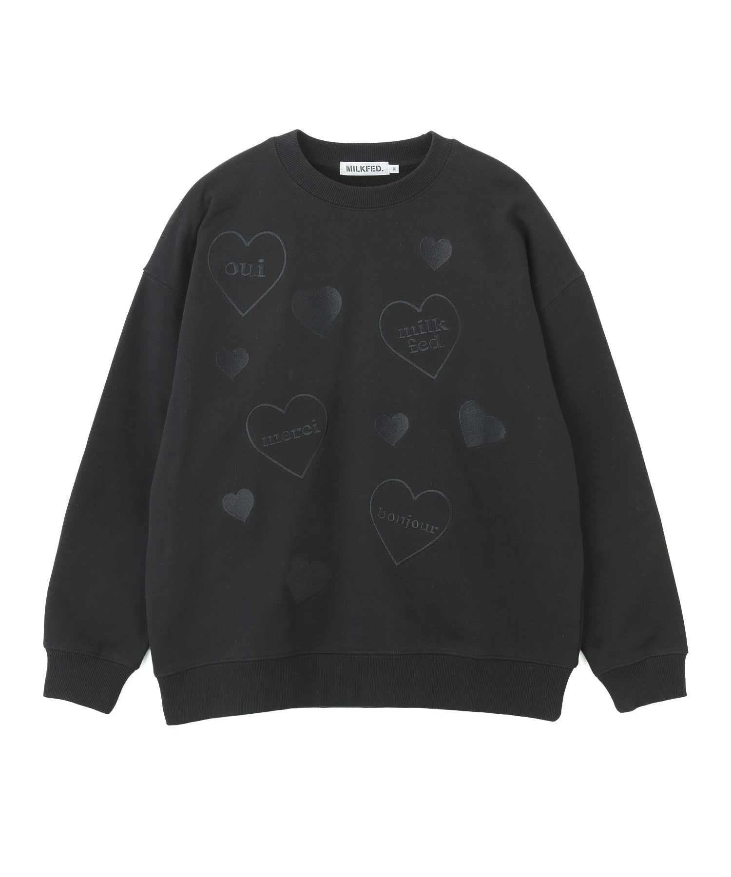 HEARTS EMBROIDERY SWEAT TOP