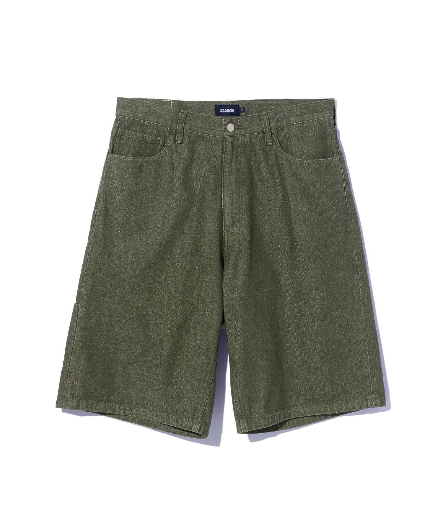 STITCHED LOGO DENIM SHORTS