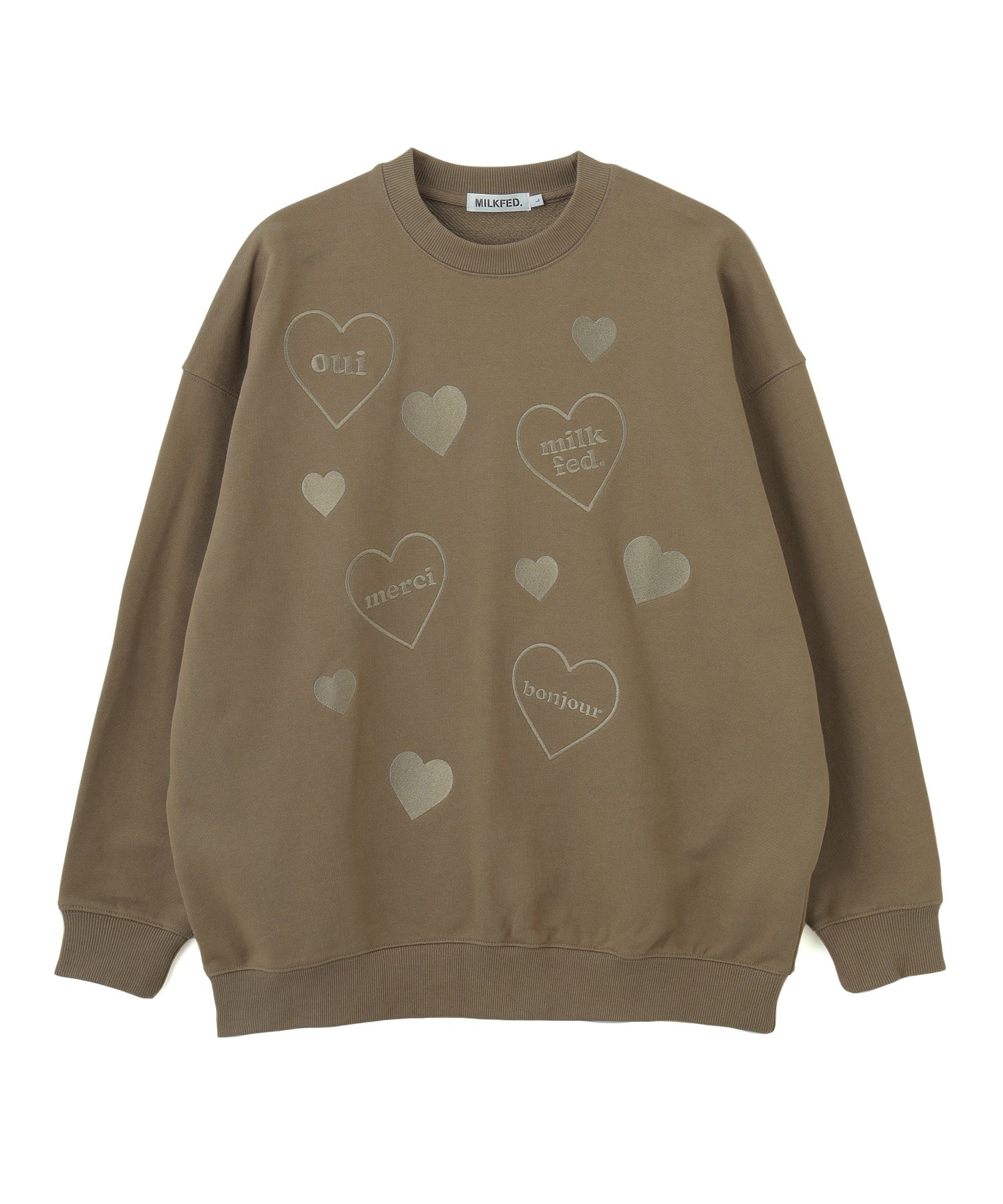 HEARTS EMBROIDERY SWEAT TOP