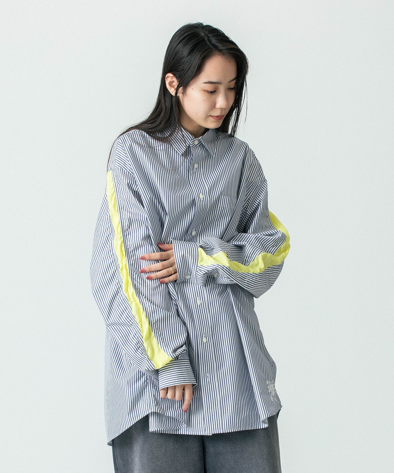 FACETASM/ファセッタズム/SLEEVE PANEL BIG HEART SHIRT/NAT-SH-M01