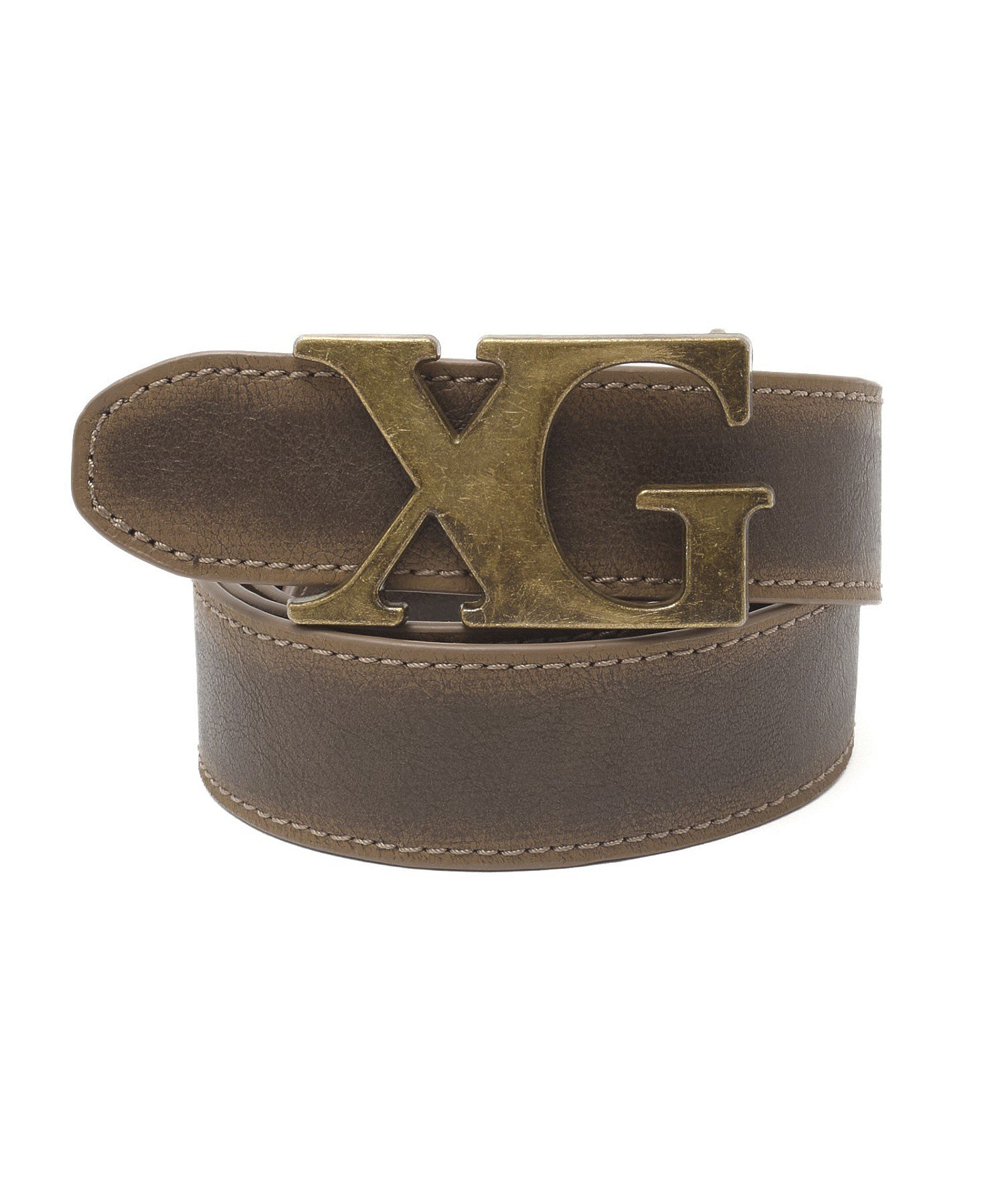 XG EMBLEM CLASP FAUX LEATHER BELT