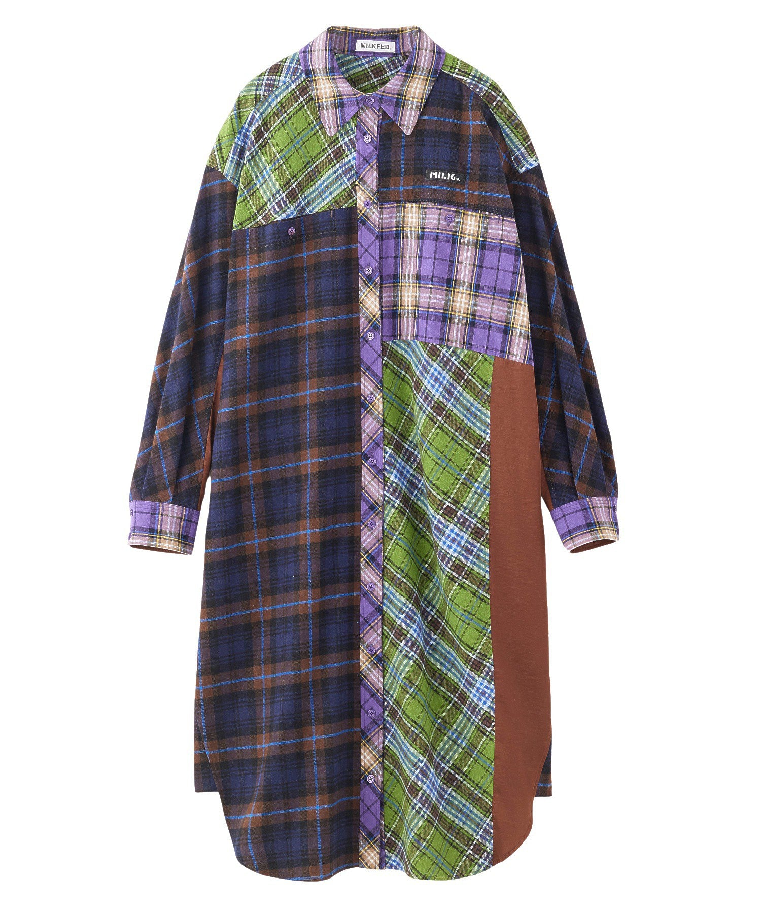 PLAID PATCHWORK SHIRT DRESS