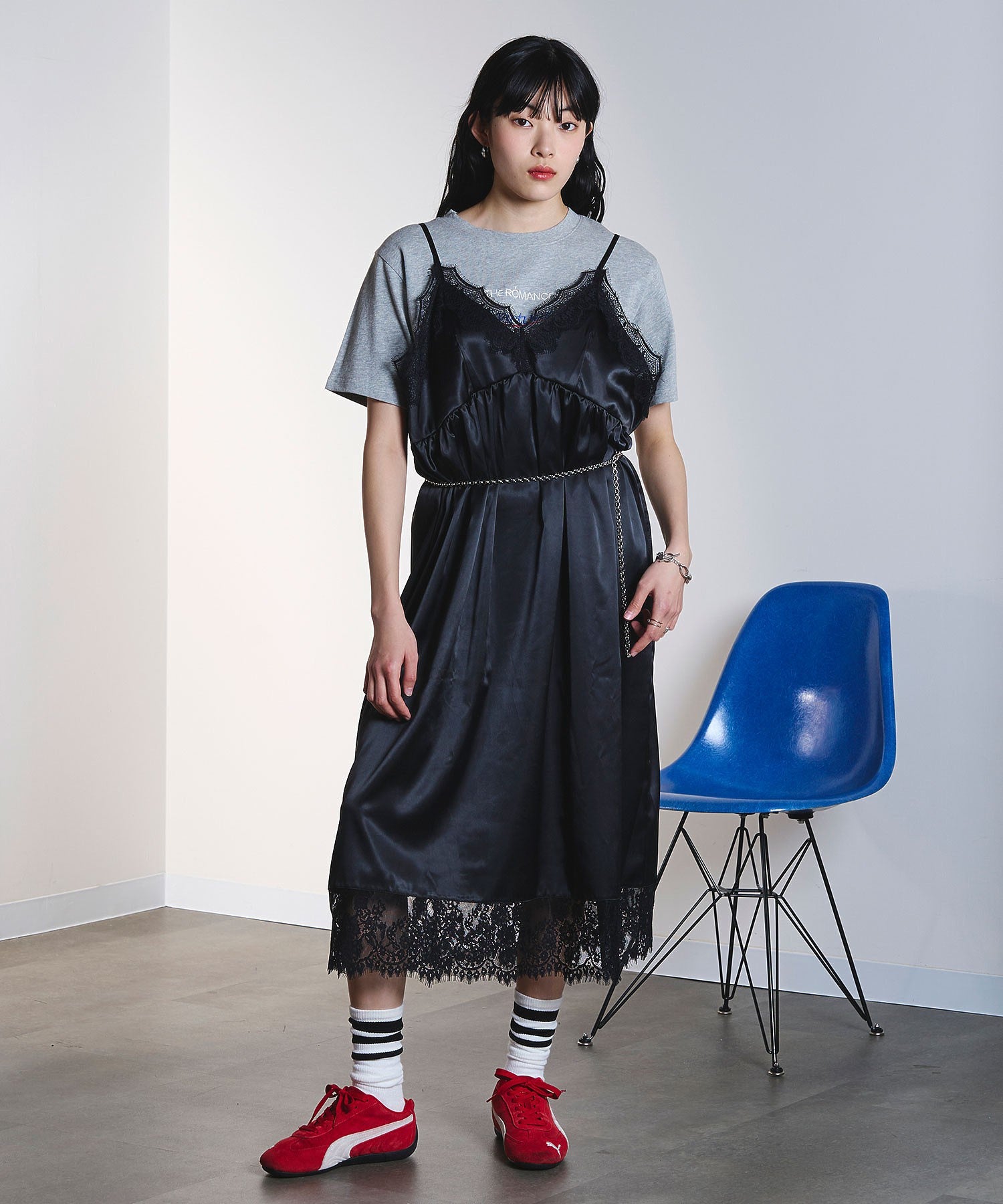 OKIRAKU×ROSEBUD/3WAY CAMI DRESS AND LOGO TEE SET
