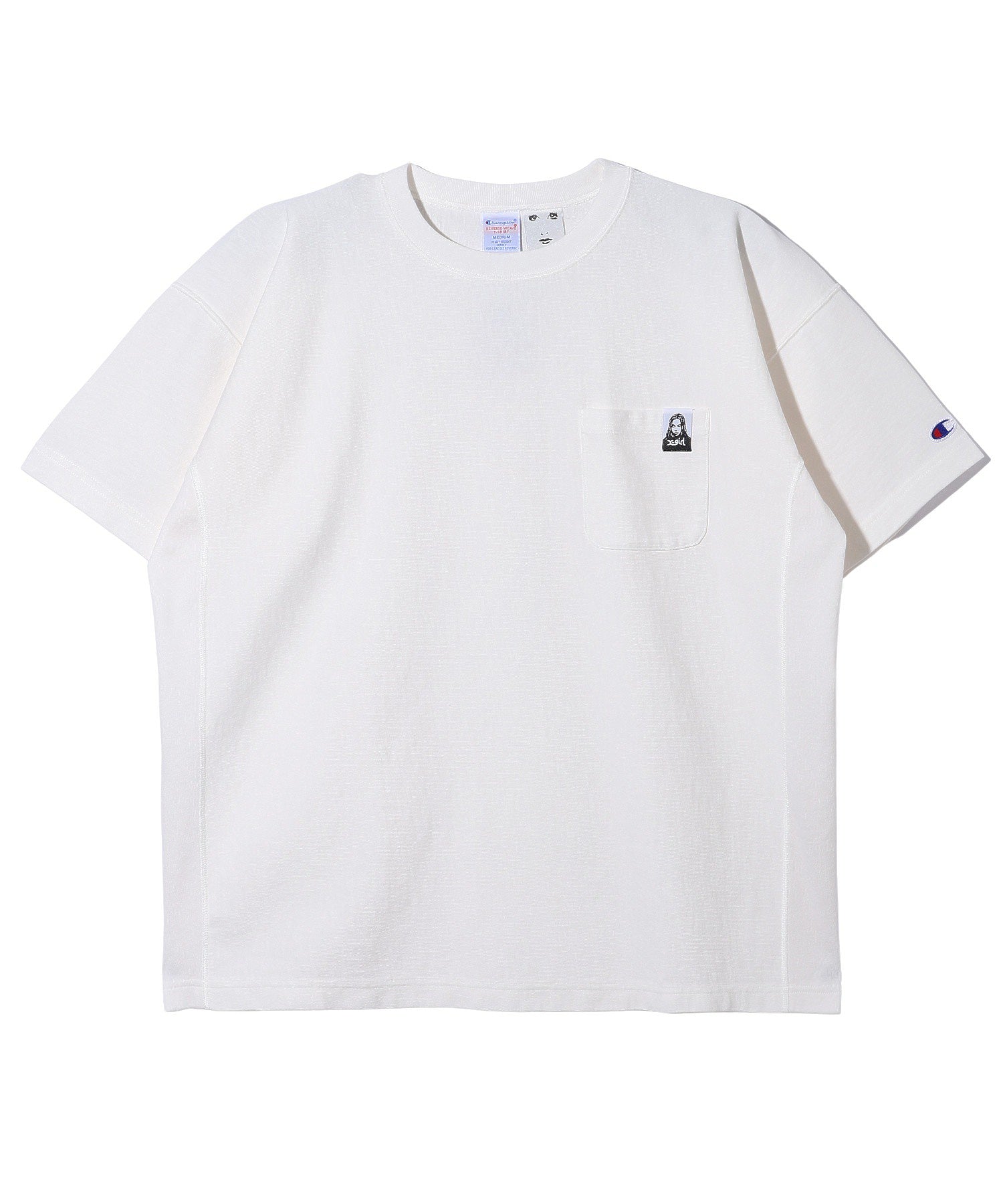 X-girl × Champion REVERSE WEAVE R PIGMENT DYED POCKET S/S TEE