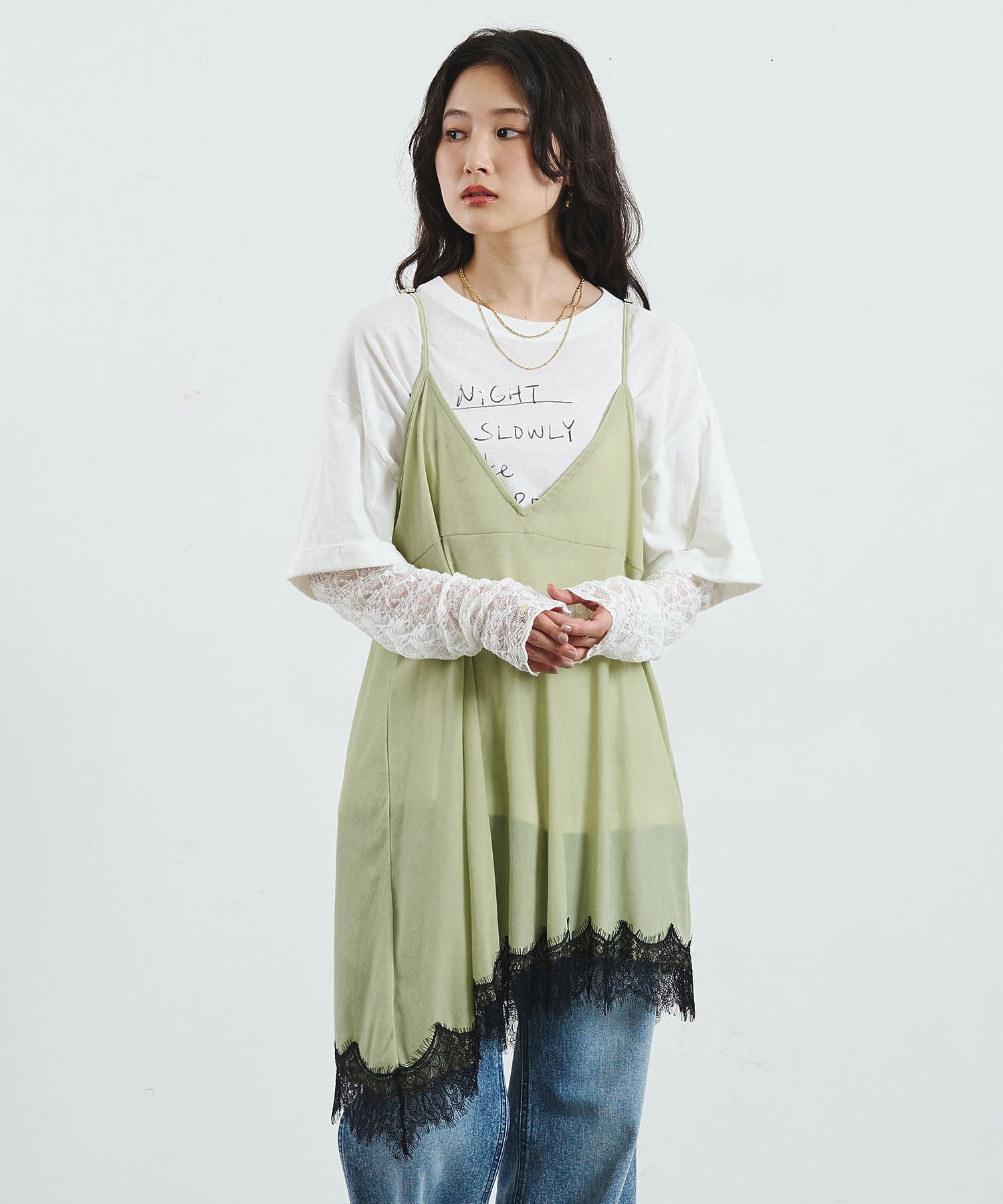 FLOCKED TULLE CAMI DRESS