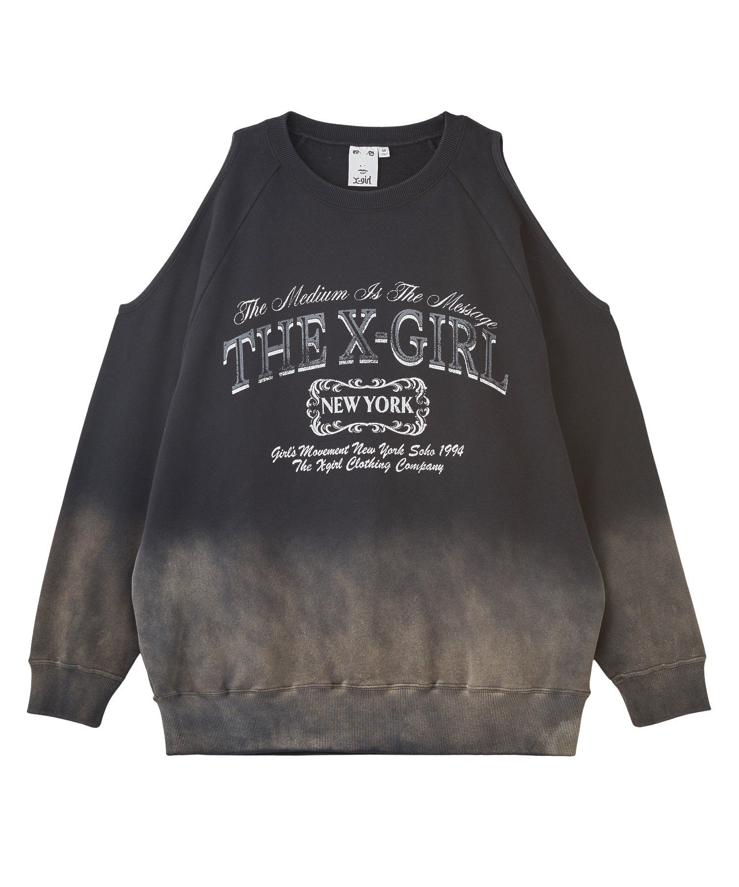 GRADIENT SPRAY OPEN-SHOULDER SWEATSHIRT