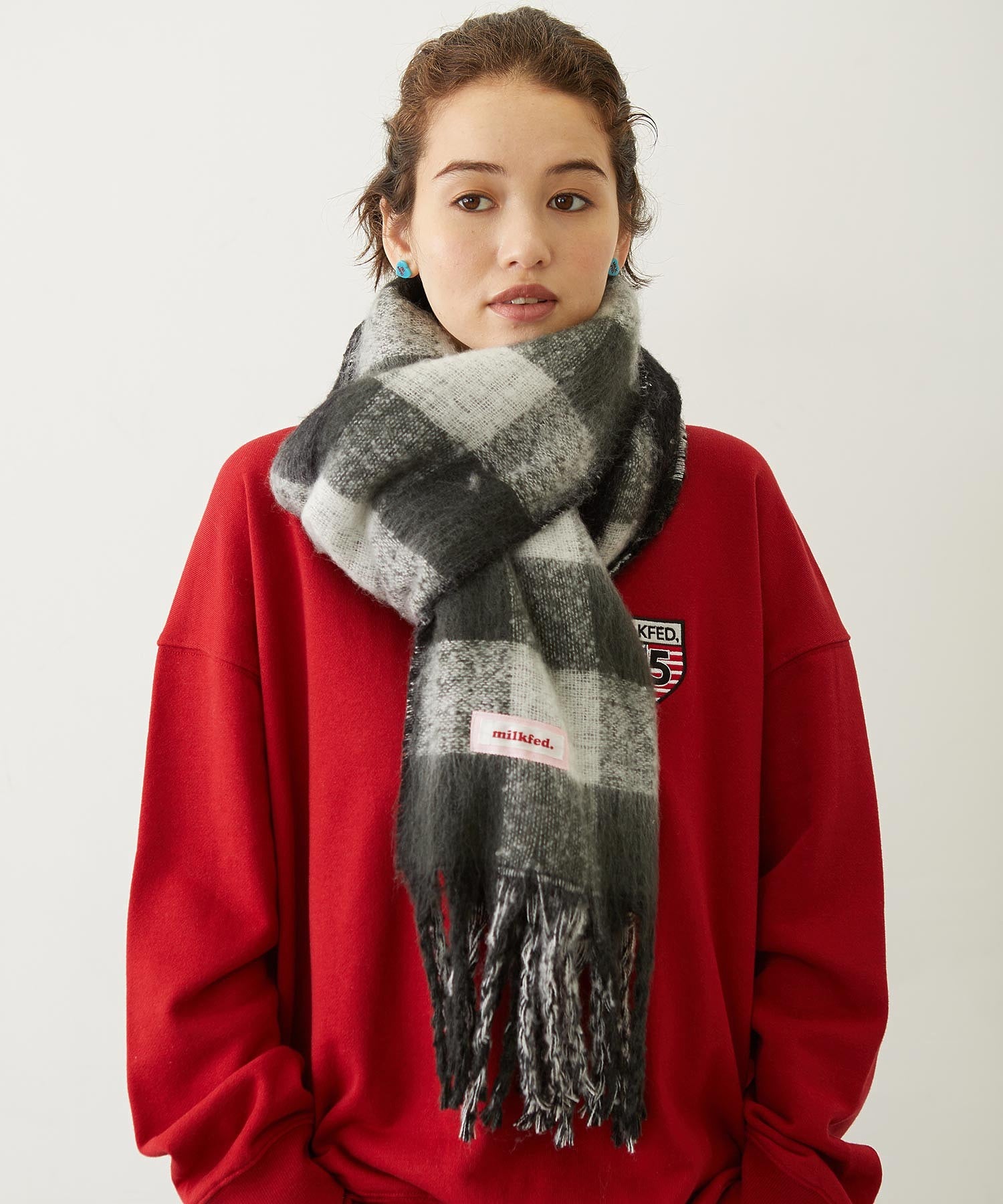 GINGHAM CHECK LOGO STOLE