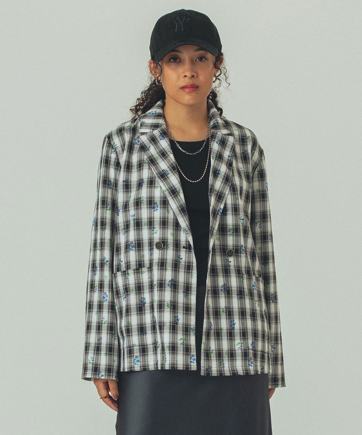 mag.by c/FLOWER PRINT CHECK SHIRT