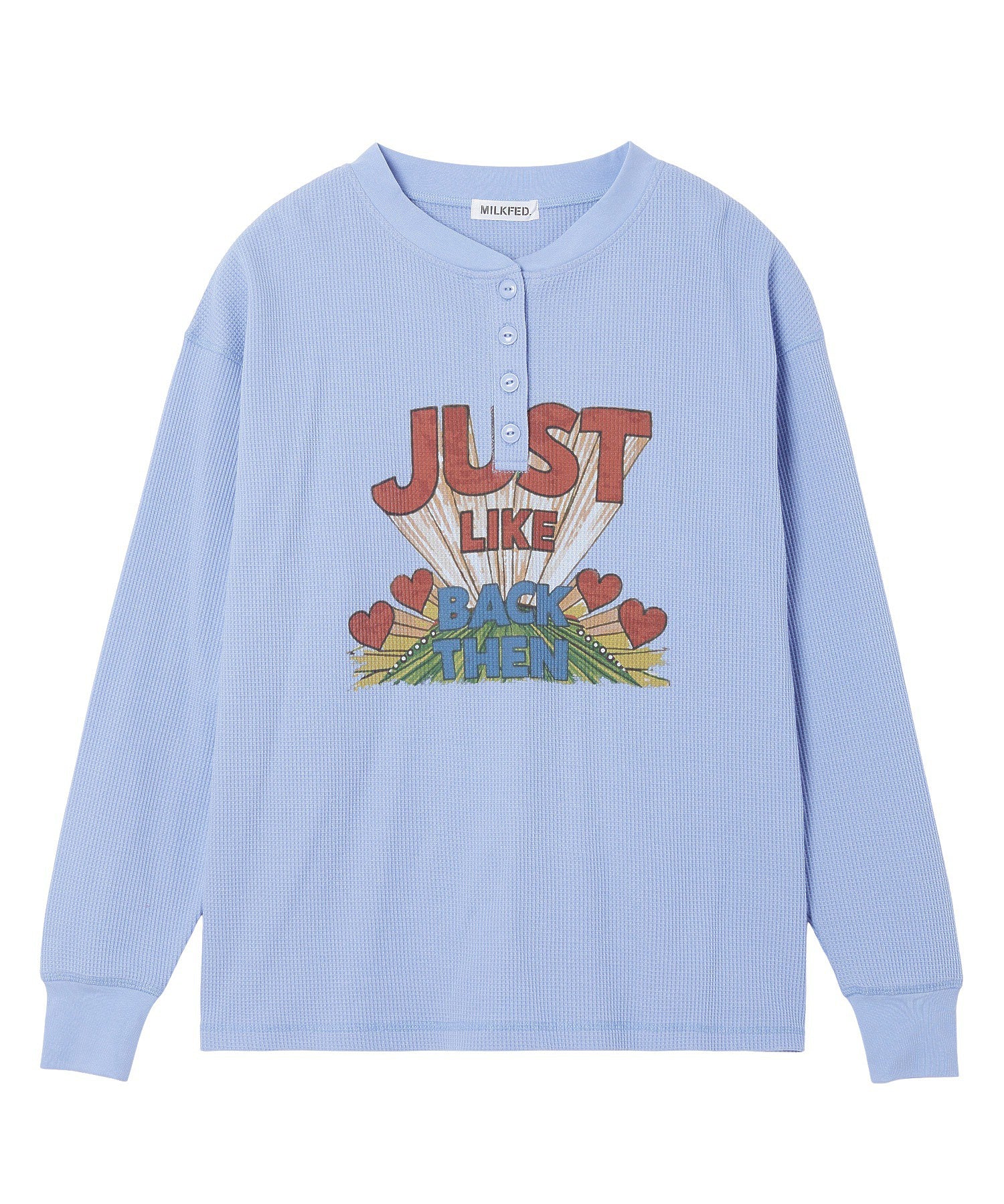 HENLEY NECK GRAPHIC L/S TOP