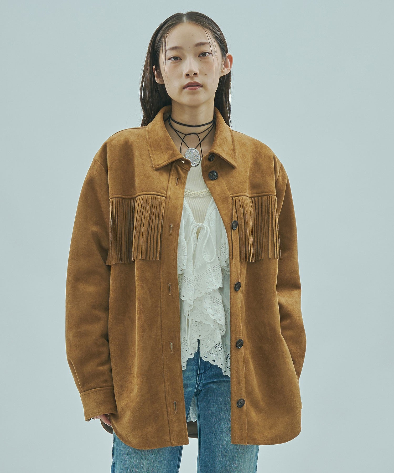 mag.by c/FAKE SUEDE FRINGE JAKET