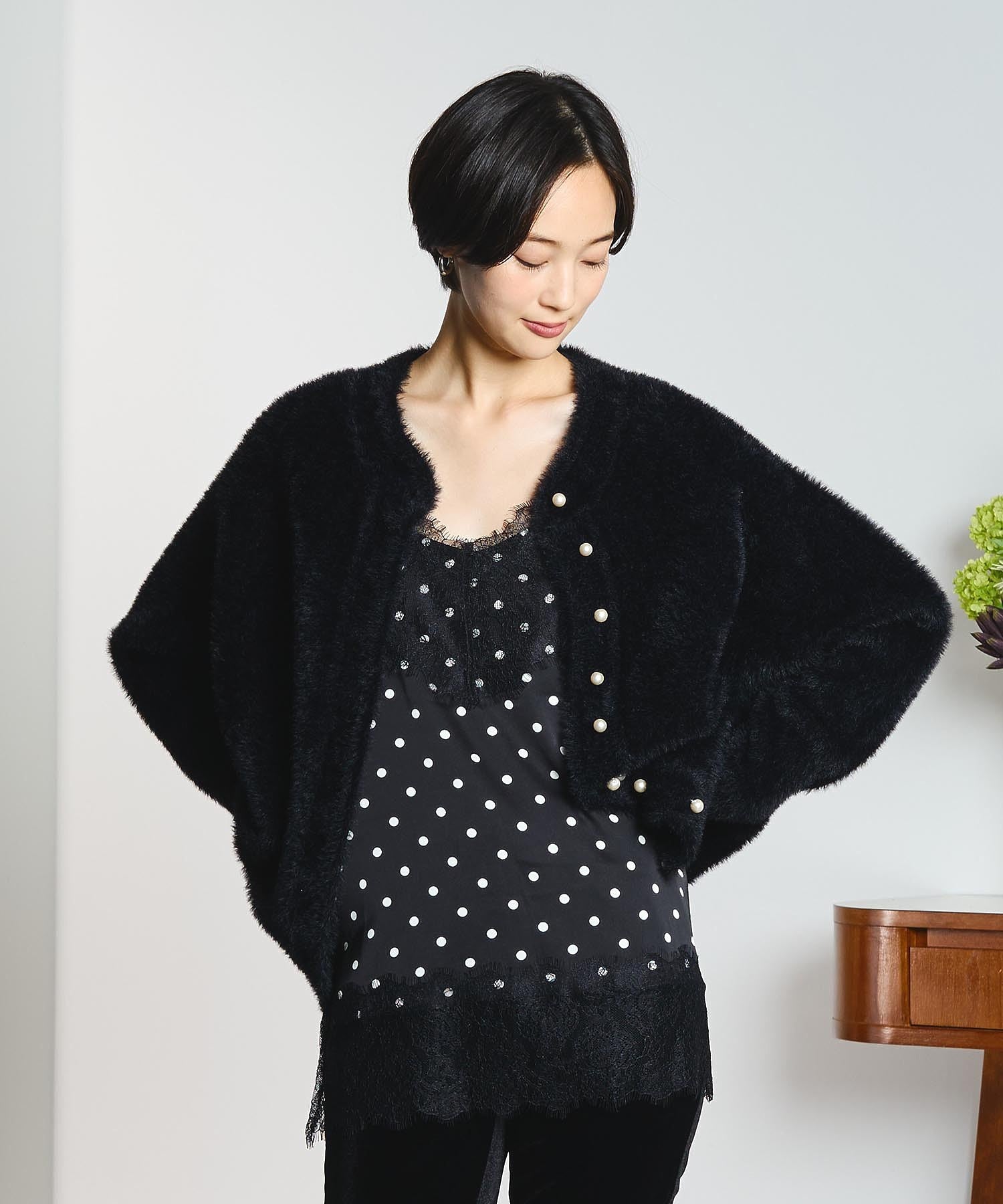 GENE HEAVENS/COTTON PEARL BUTTON CARDIGAN