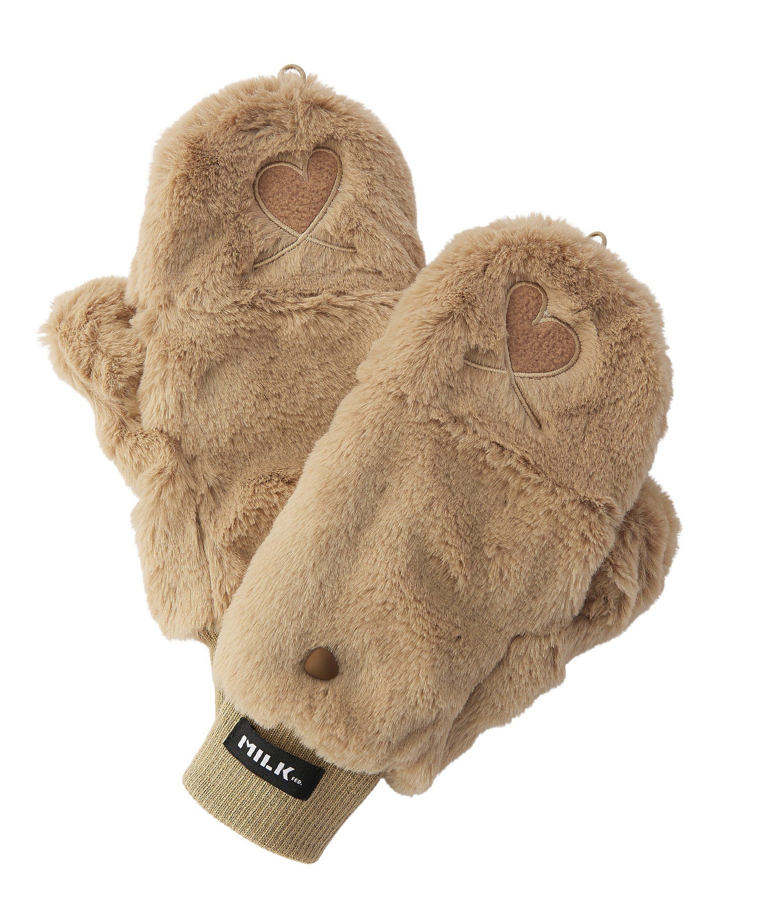 LOVE HEART FAUX FUR MITTENS