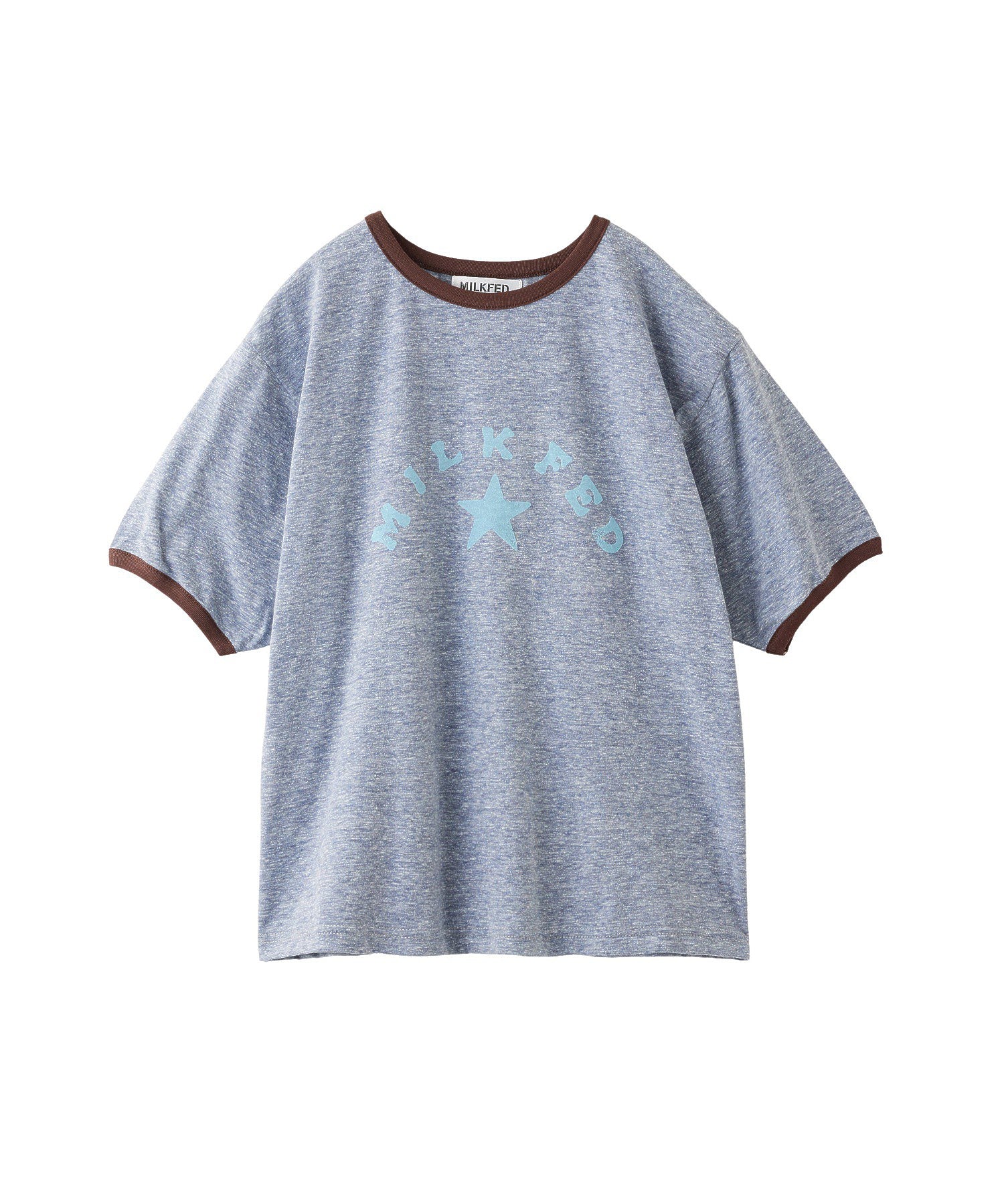 LOGO AND STAR FLOCKY PRINT RINGER TEE