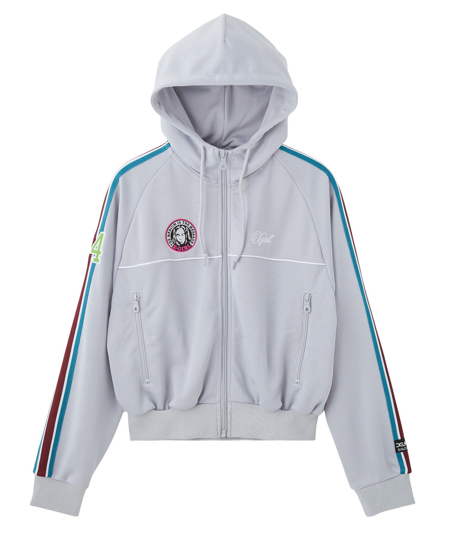 LOGO PATCHED ZIP UP JERSEY COMPACT HOODIE