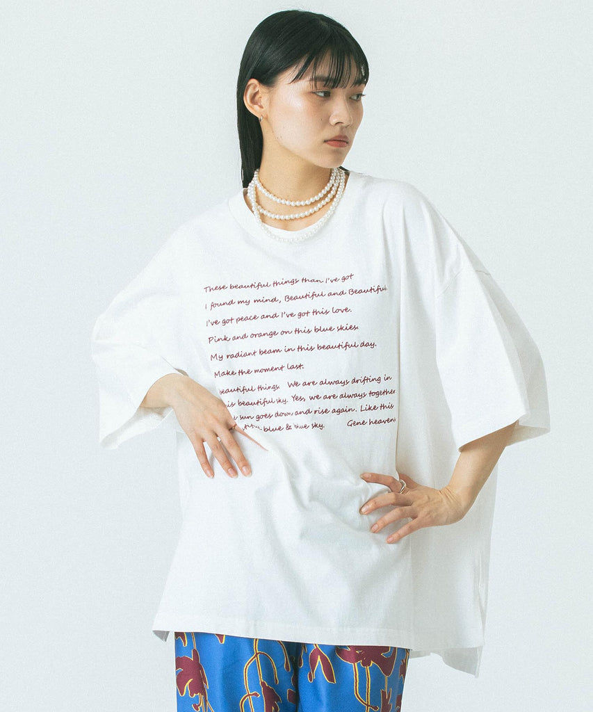 カットソー GENE HEAVENS/EMBROIDERY PRINT BIG TEE ROSE BUD｜GENE HEAVENS/