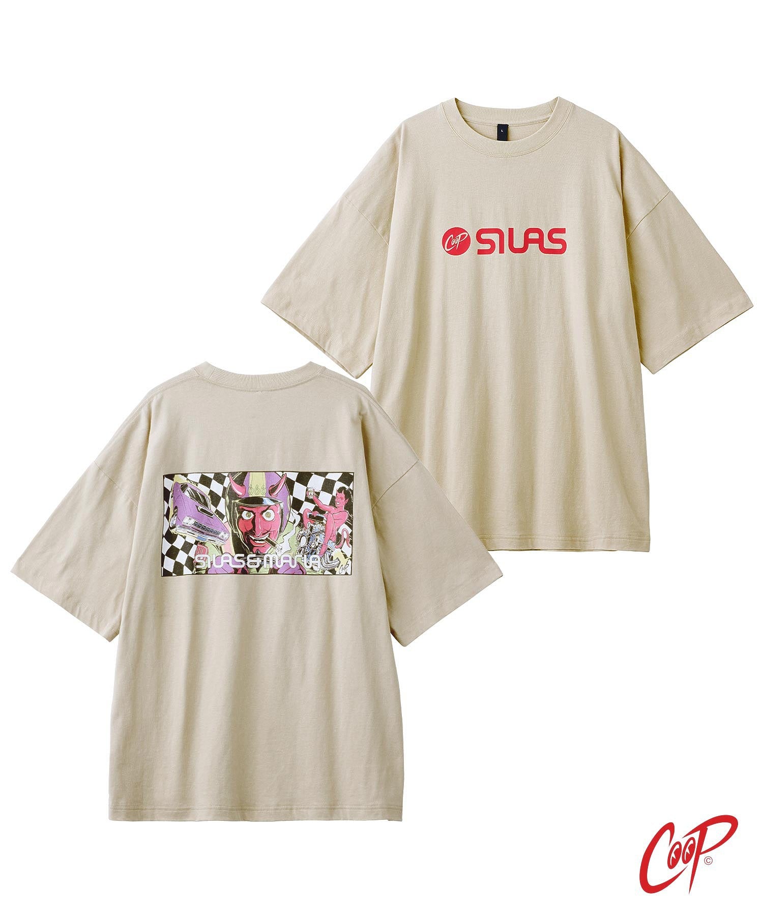 SILASxCOOP CHECKERED FLAG PRINT WIDE S/S TEE