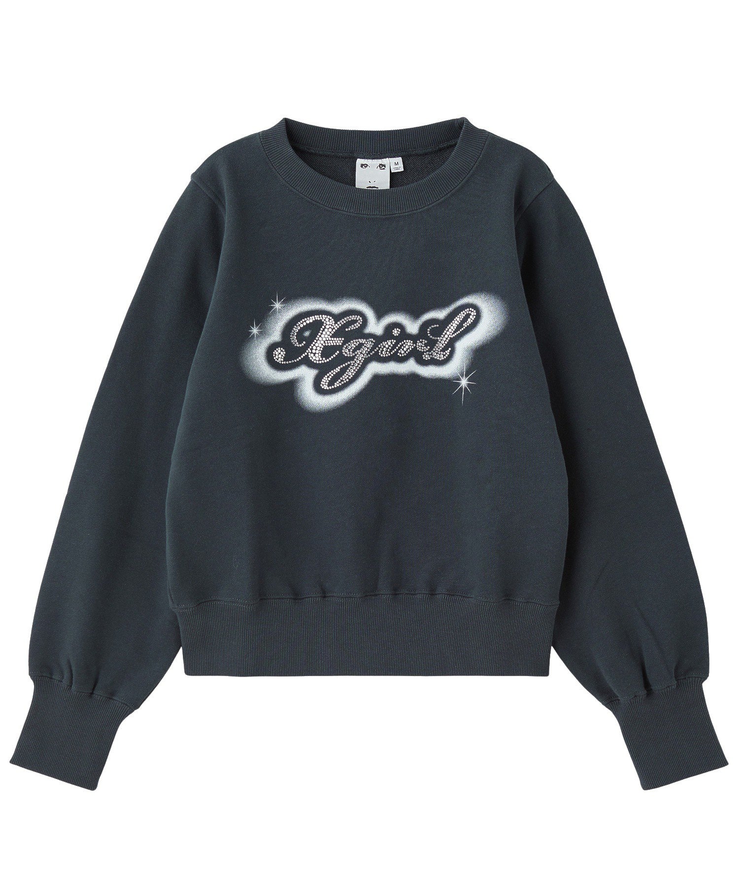 RHINESTONE AND SPRAY LOGO CREWNECK SWEATSHIRT