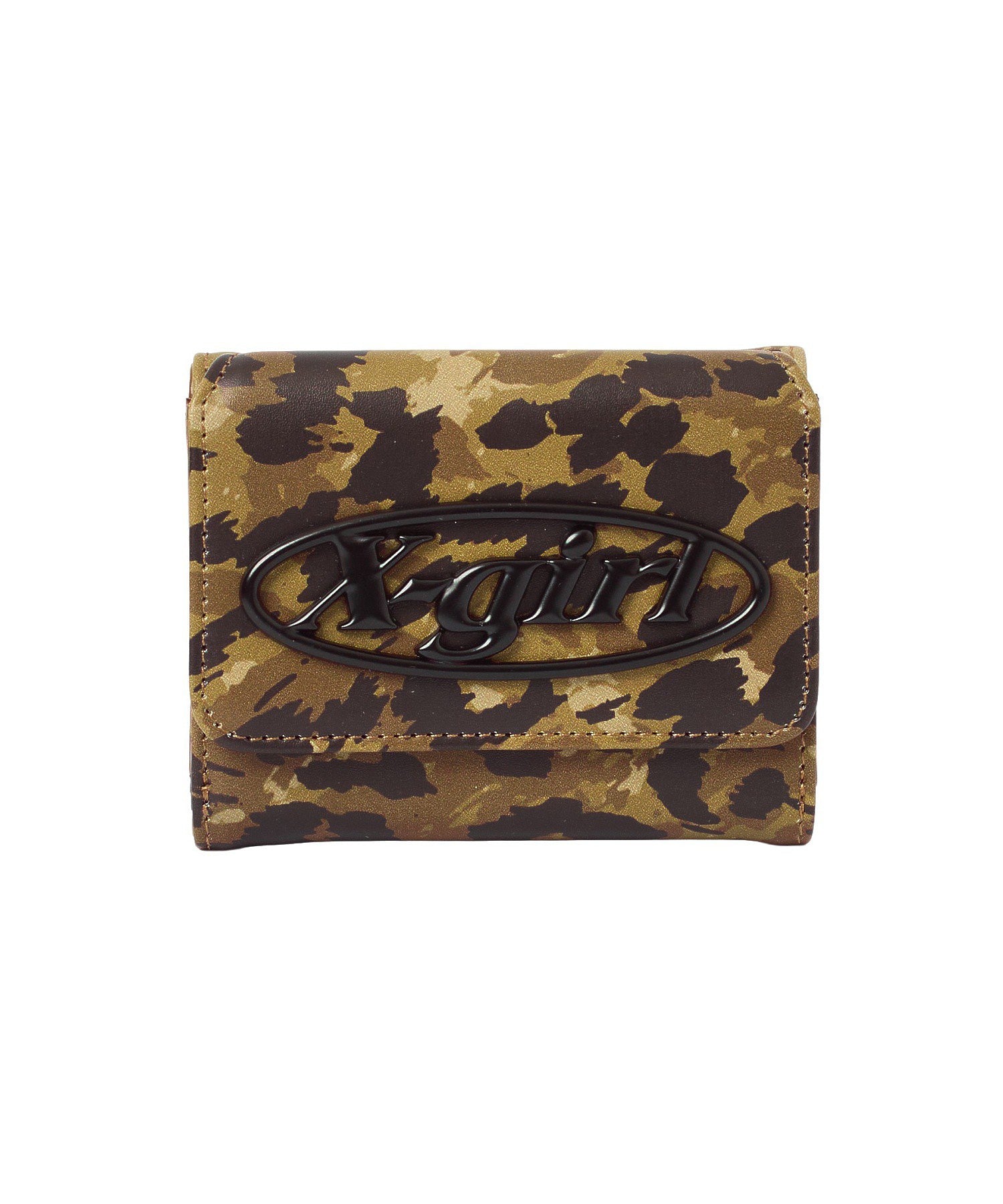 TONAL OVAL LOGO BUCKLE FAUX LEATHER MINI WALLET