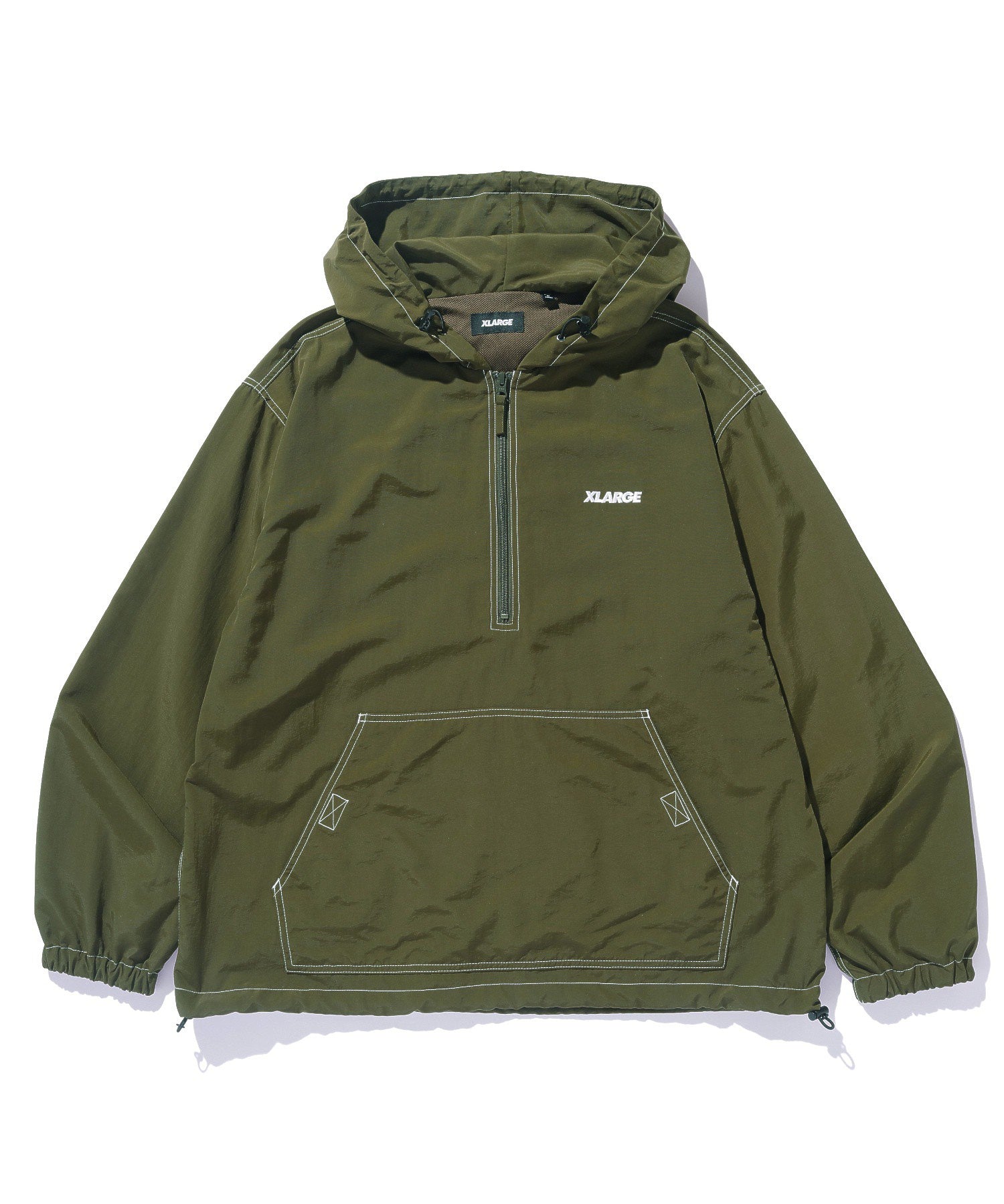 CONTRAST STITCHED NYLON HOODED JACKET