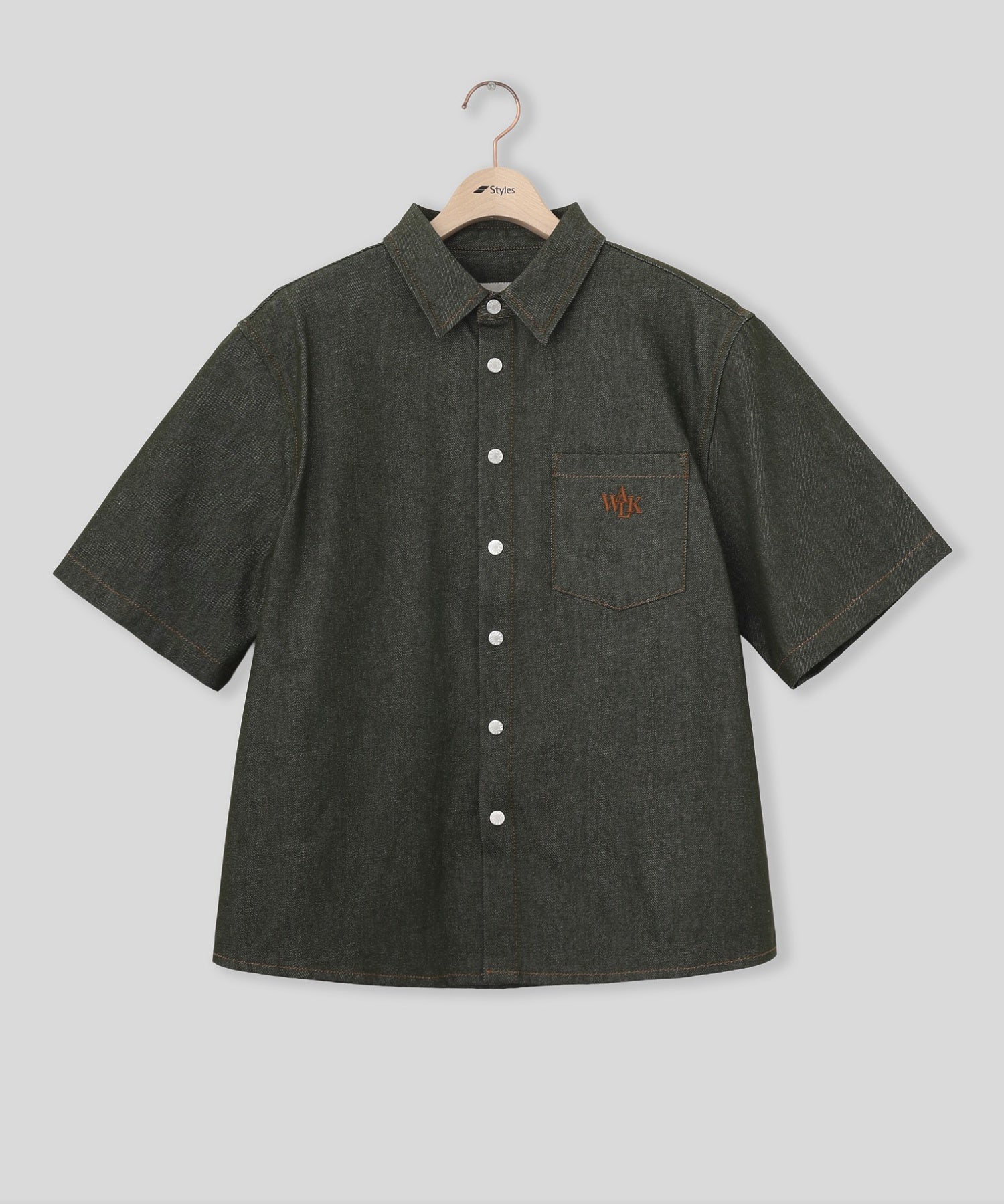 WALK IN PARIS/ウォーキンパリス/GREEN denim shirt