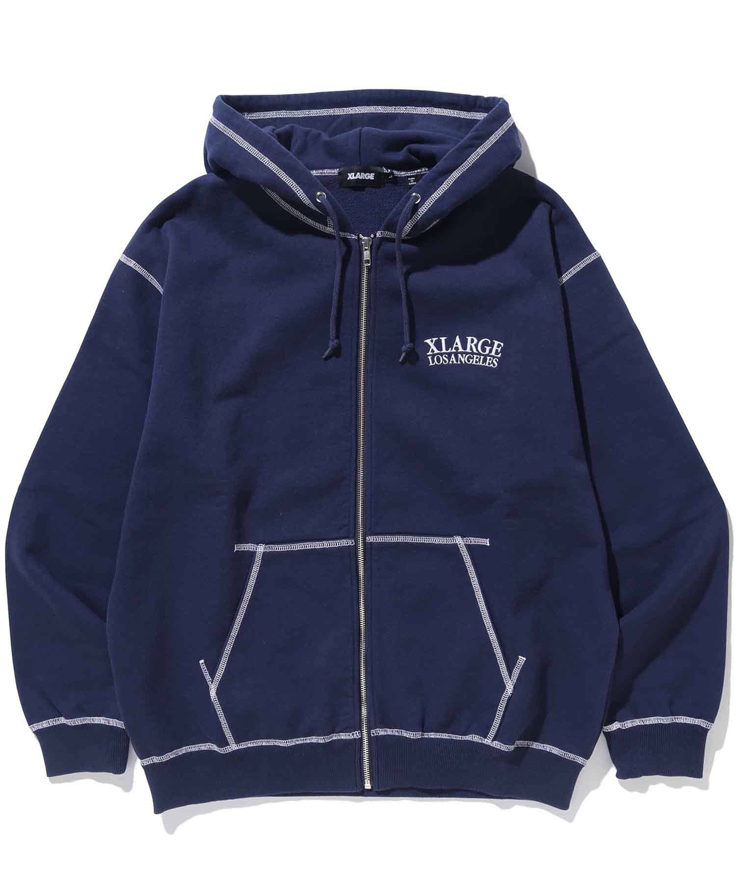 CONTRAST STITCH ZIP HOODED SWEATSHIRT