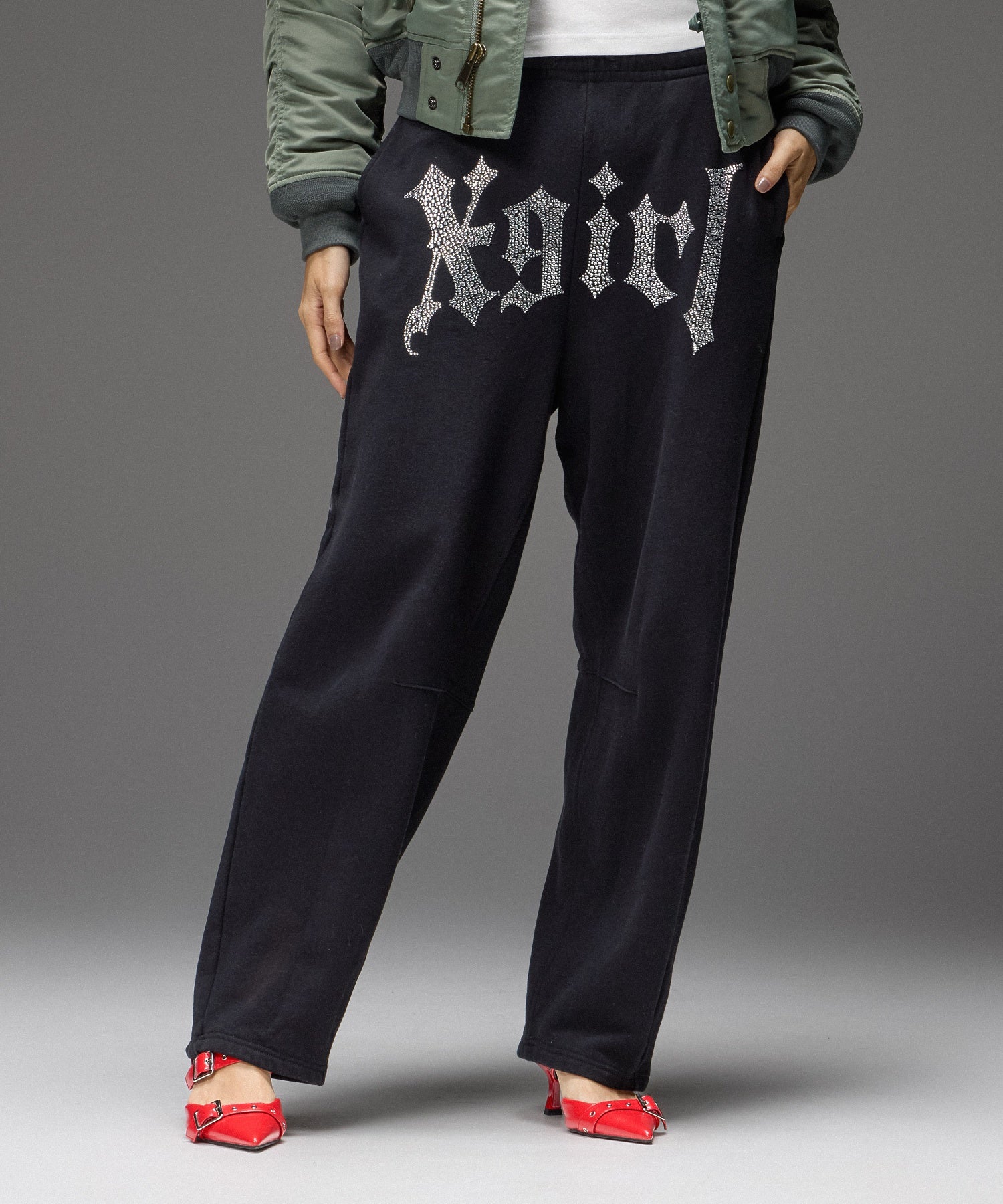 RHINESTONE BLACKLETTER LOGO SWEATPANTS
