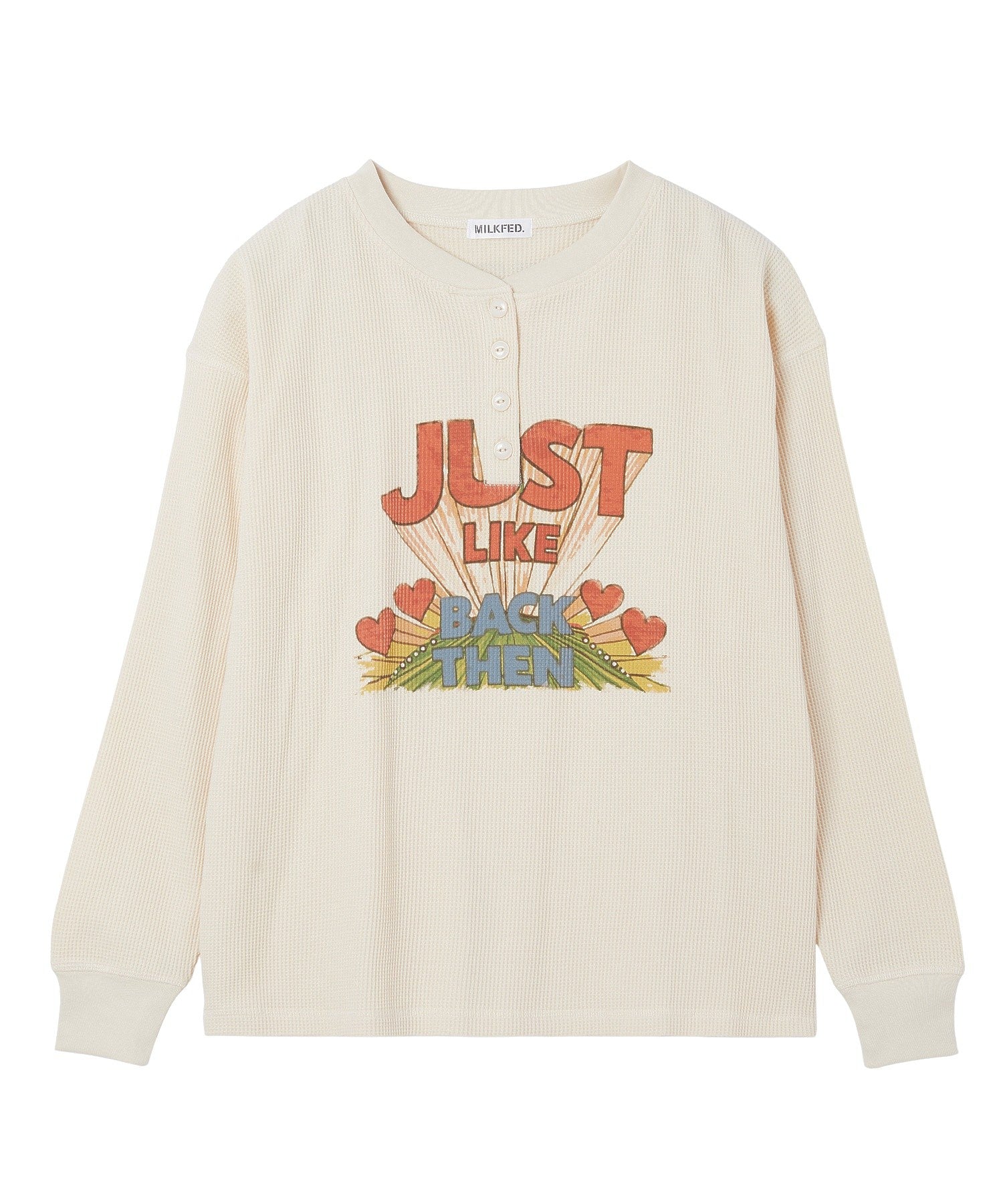 HENLEY NECK GRAPHIC L/S TOP