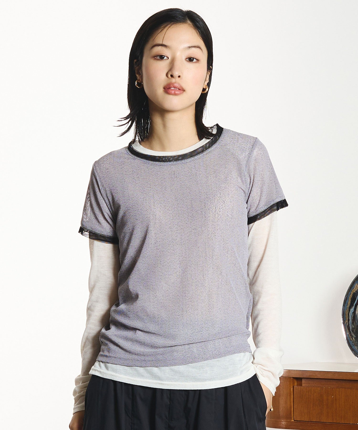 OKIRAKU×ROSEBUD/MESH TEE