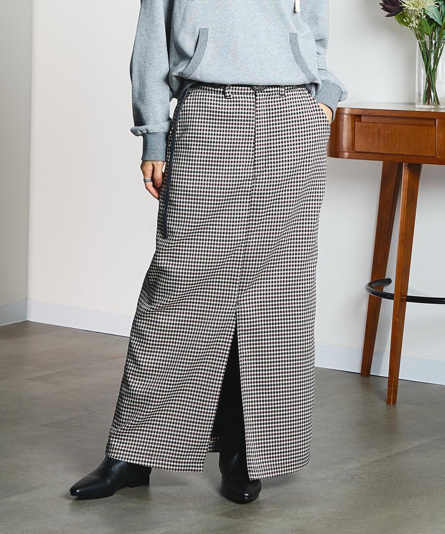 CREOLME/CHECK PENCIL SKIRT