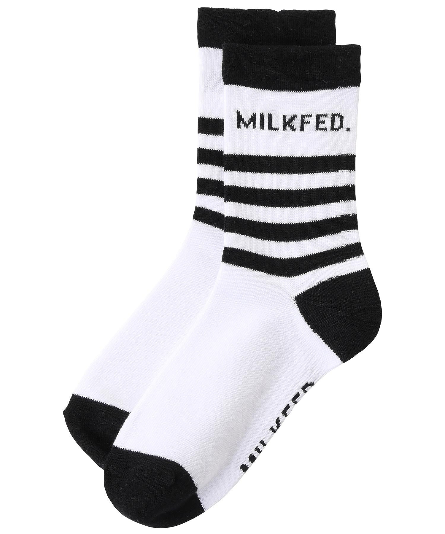 STRIPED MILKFED LOGO SOCKS