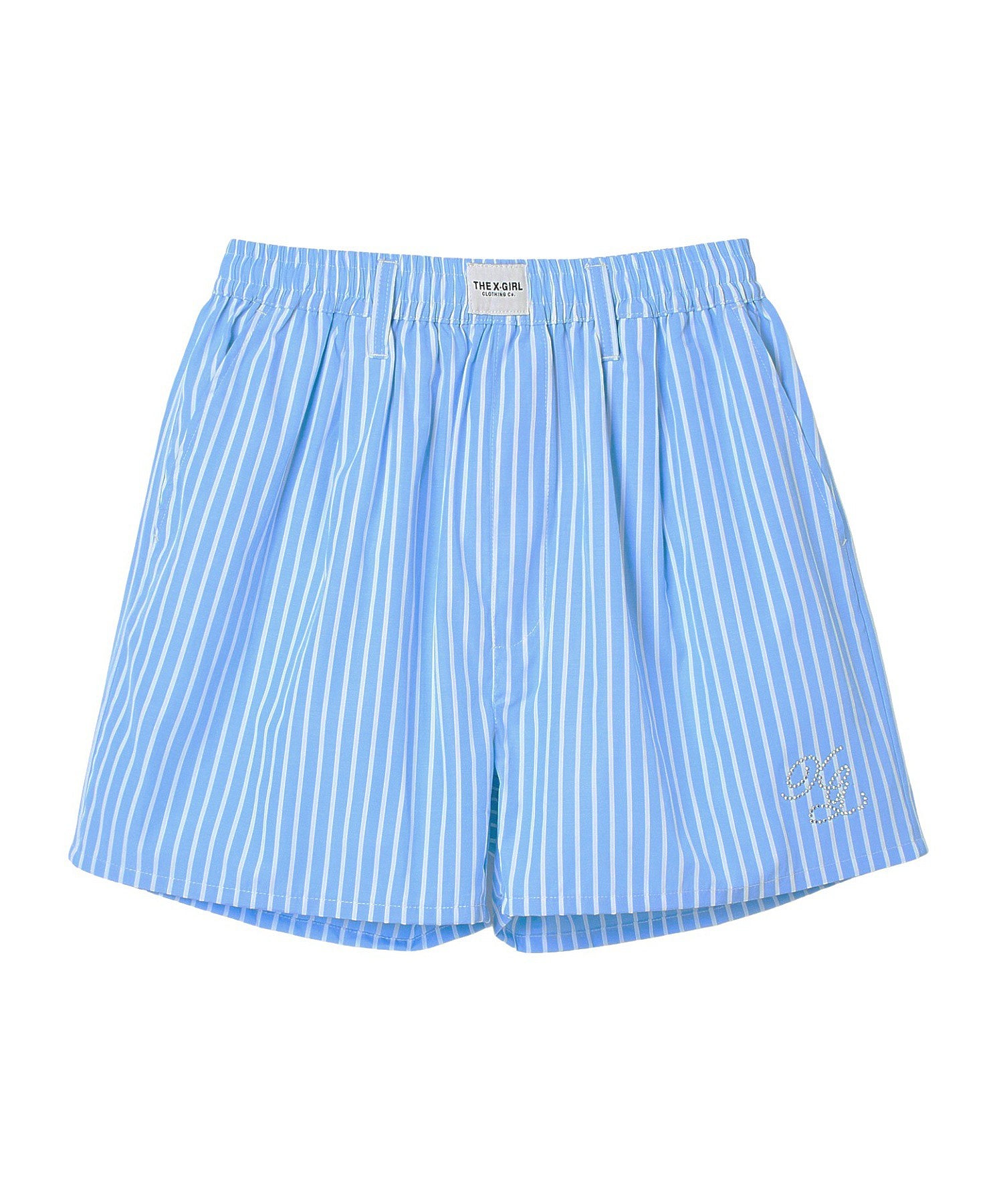STRIPED RHINESTONE SHORTS