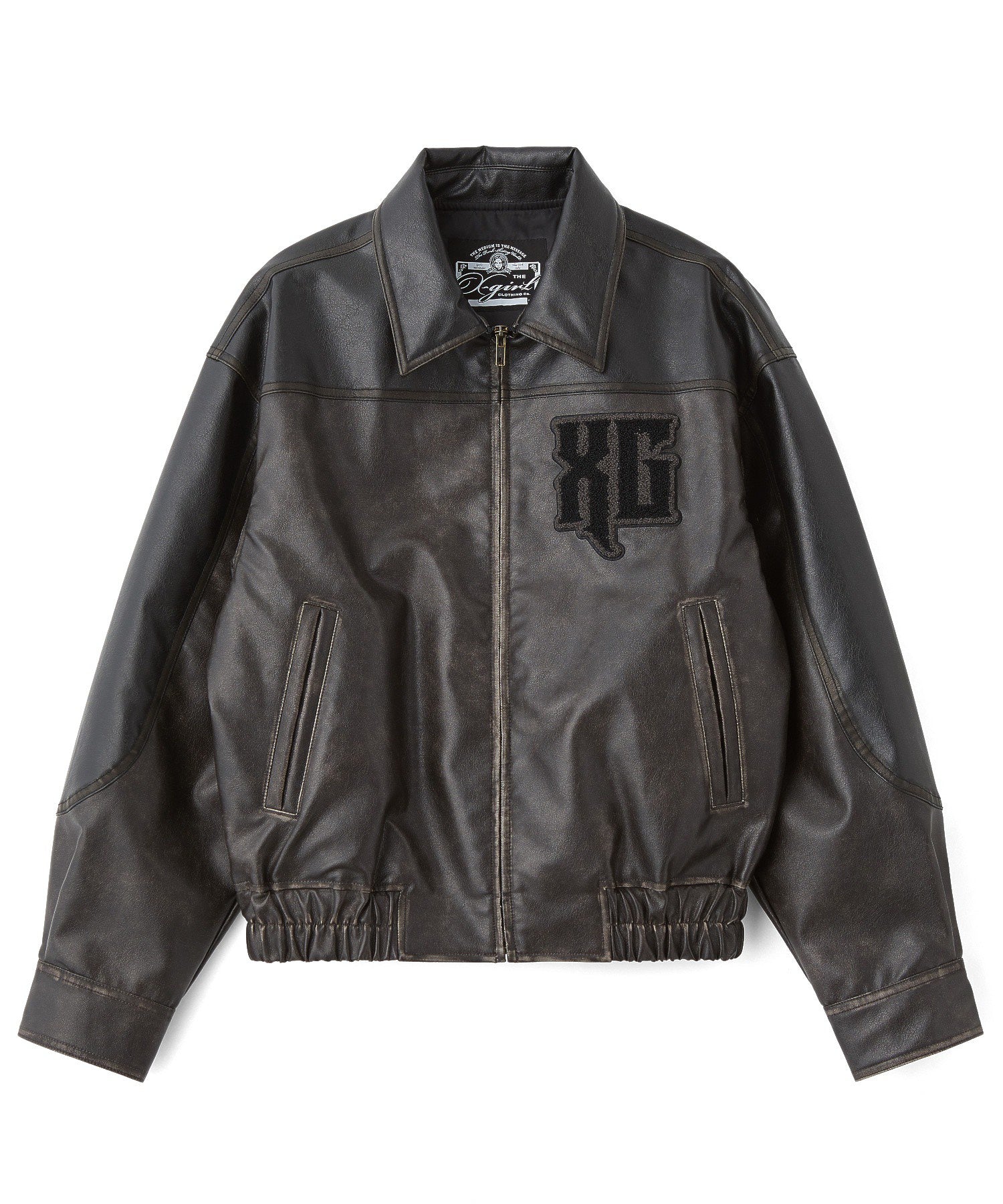 FAUX LEATHER LOGO PATCH JACKET