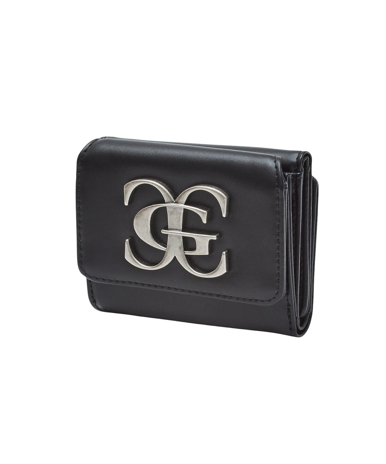 METAL XG EMBLEM FAUX LEATHER MINI WALLET