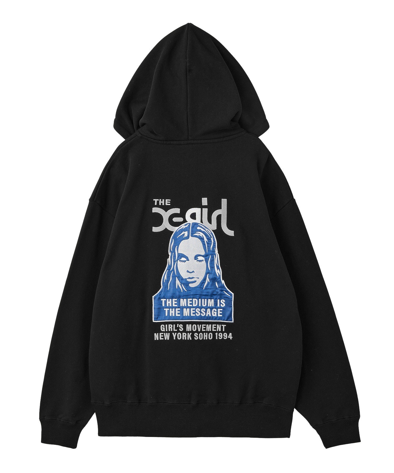 FACE PATCH AND LOGO ZIP UP SWEAT HOODIE
