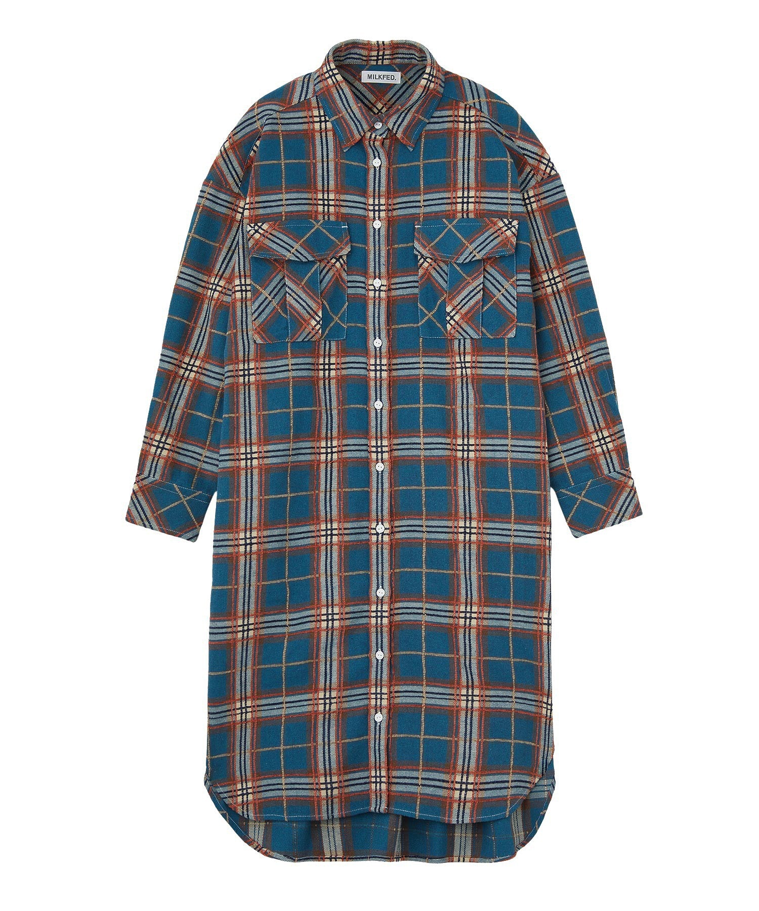 LOGO PLAID SHIRT DRESS