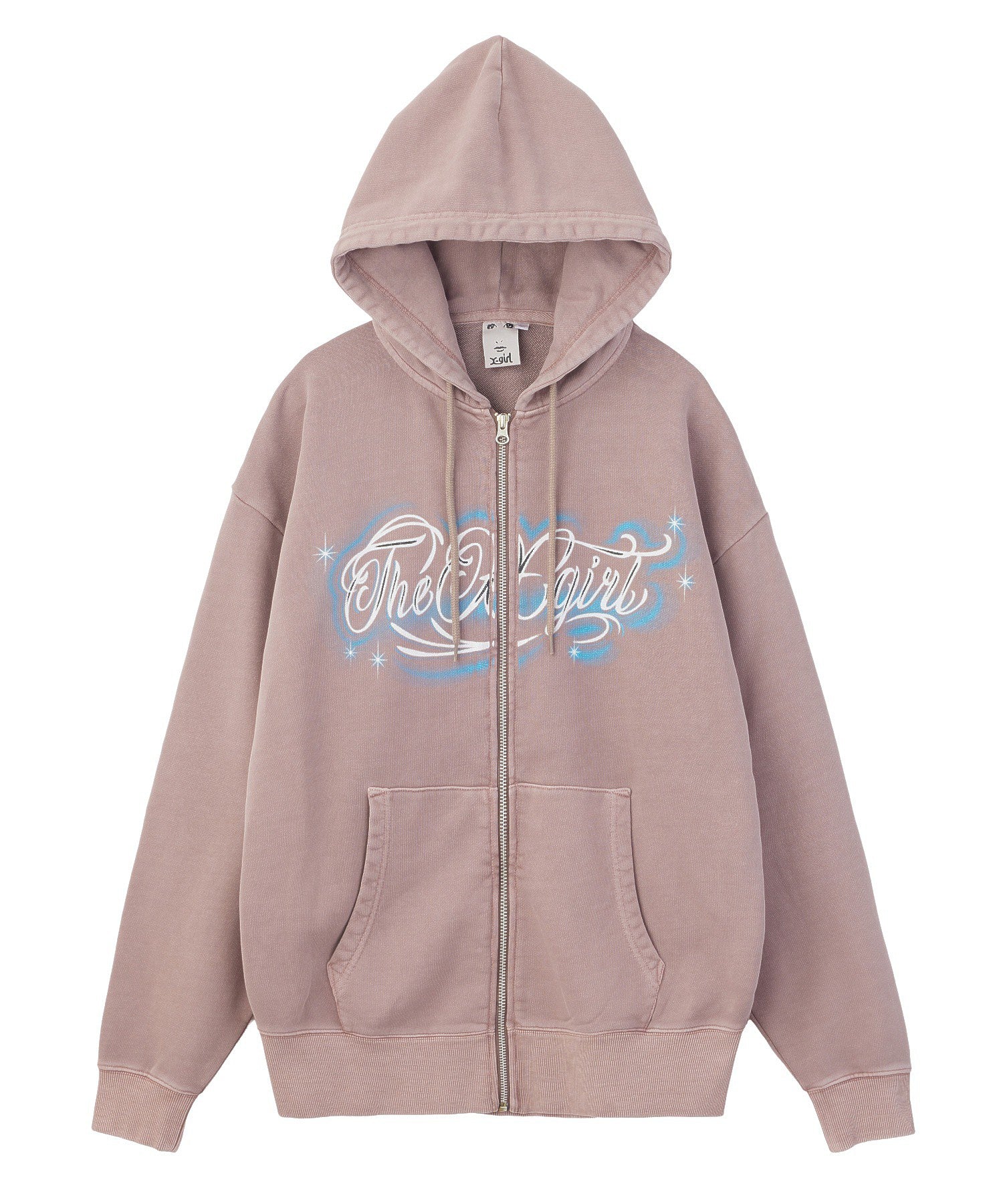LETTERING SPRAY LOGO ZIP UP SWEAT HOODIE