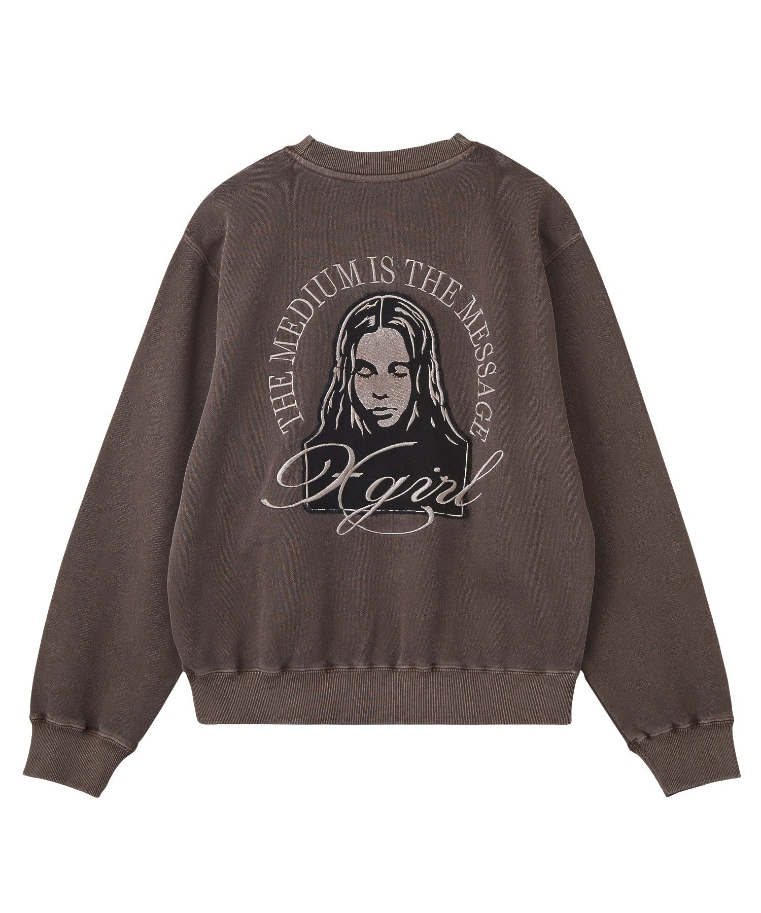 PIGMENT DYED FACE PATCH AND LOGO CREWNECK SWEATSHIRT