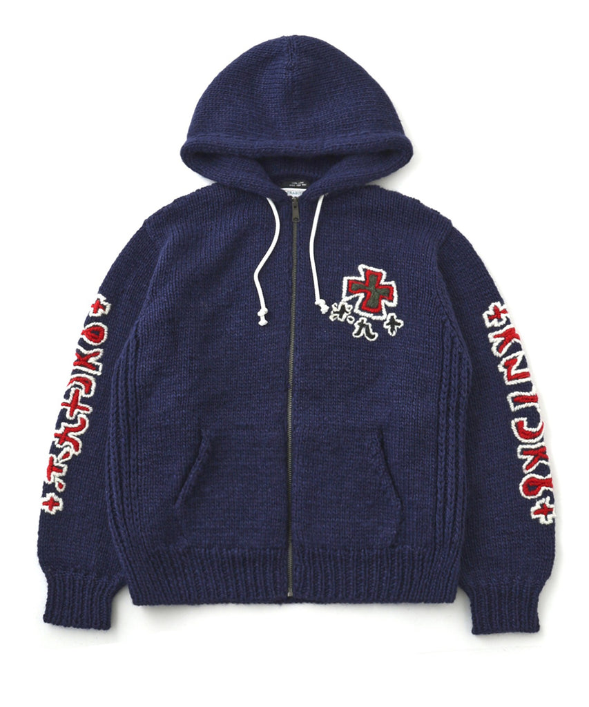ライスナインテン RICE NINE TEN Hand Knit Zip Up RICE NINE TEN ライスナインテン Hand Knit Zip Up Hooded dark