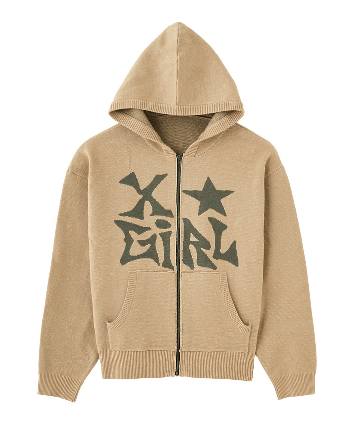 JACQUARD KNIT ZIP UP HOODIE