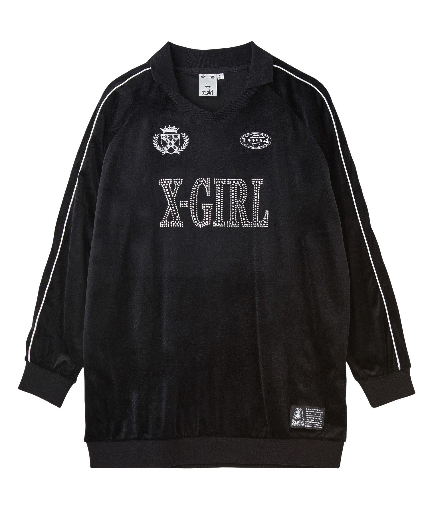 RHINESTONE LOGO VELOUR GAME SHIRT DRESS