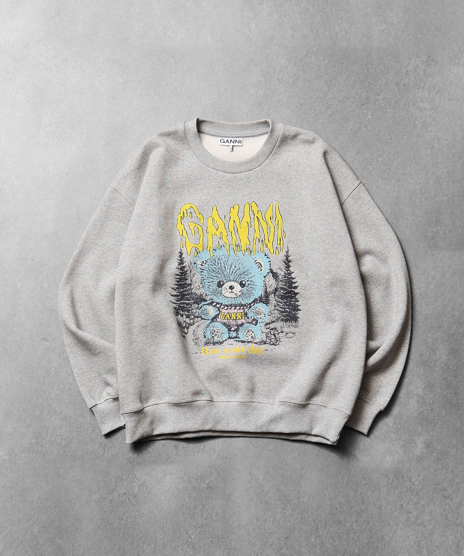 GANNI/ISOLI CREWNECK TEDDY FOREST PRINT