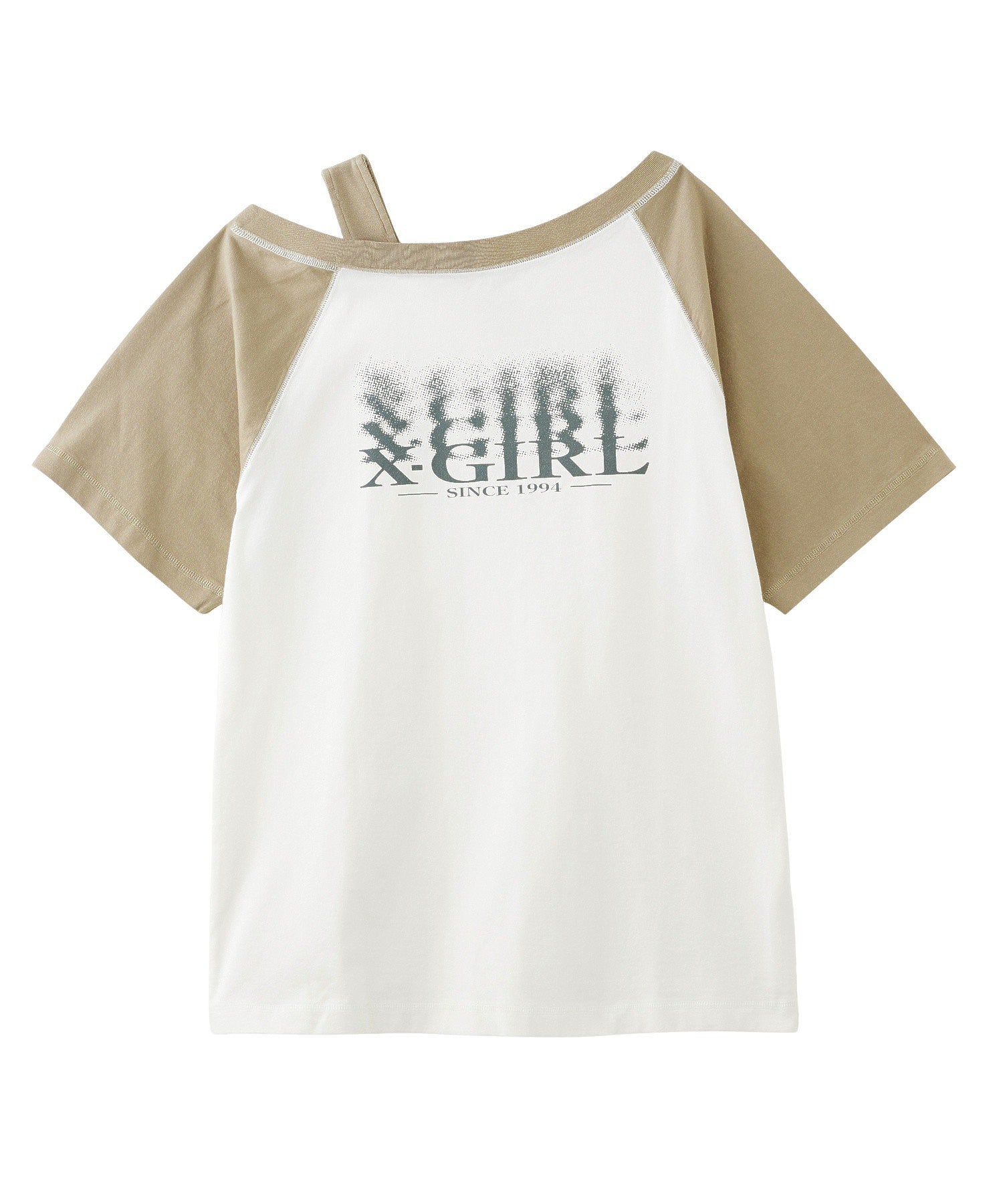 BLURRED LOGO LAYERED SHOULDER TEE