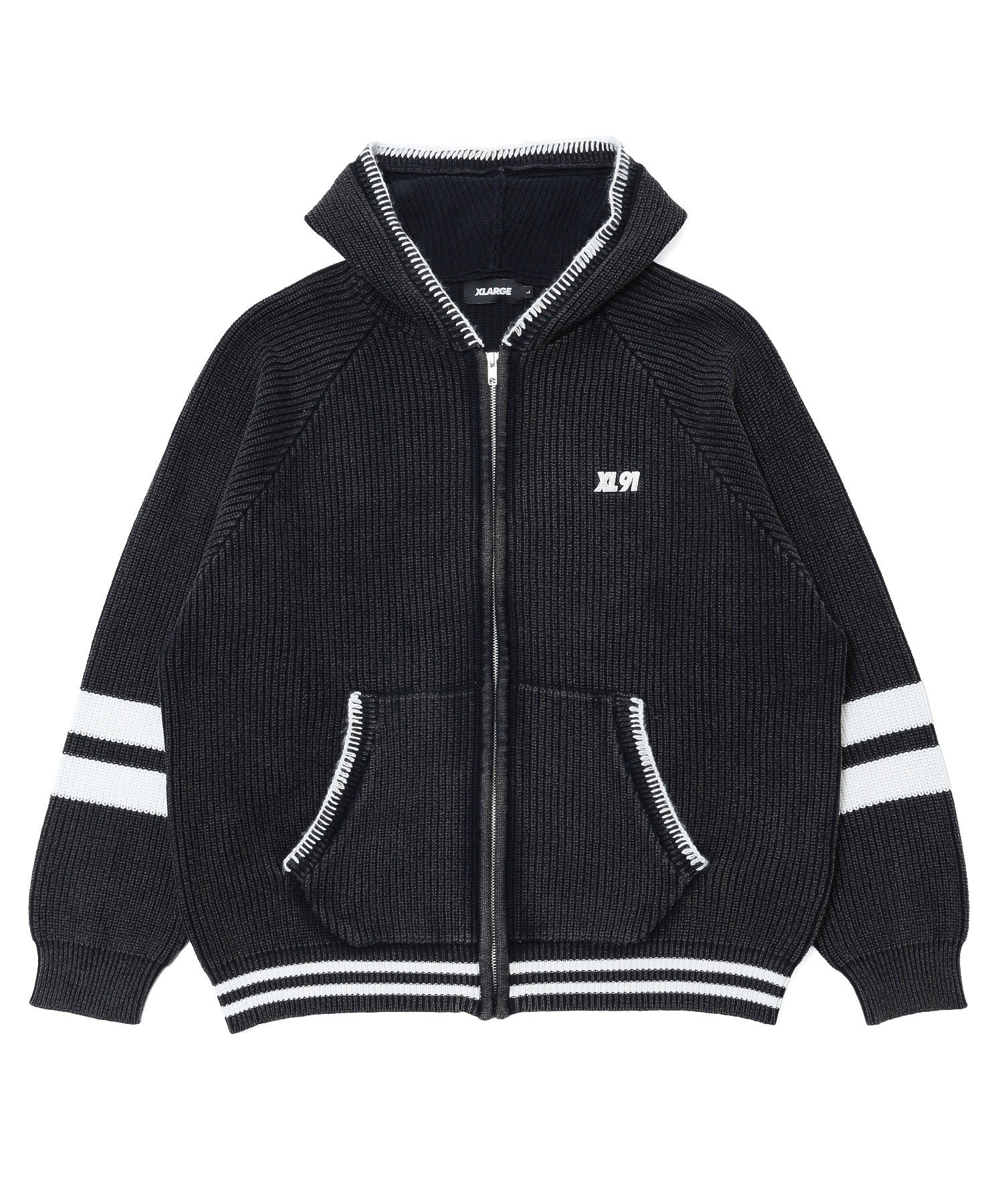 FADED ZIP HOODED SWEATER