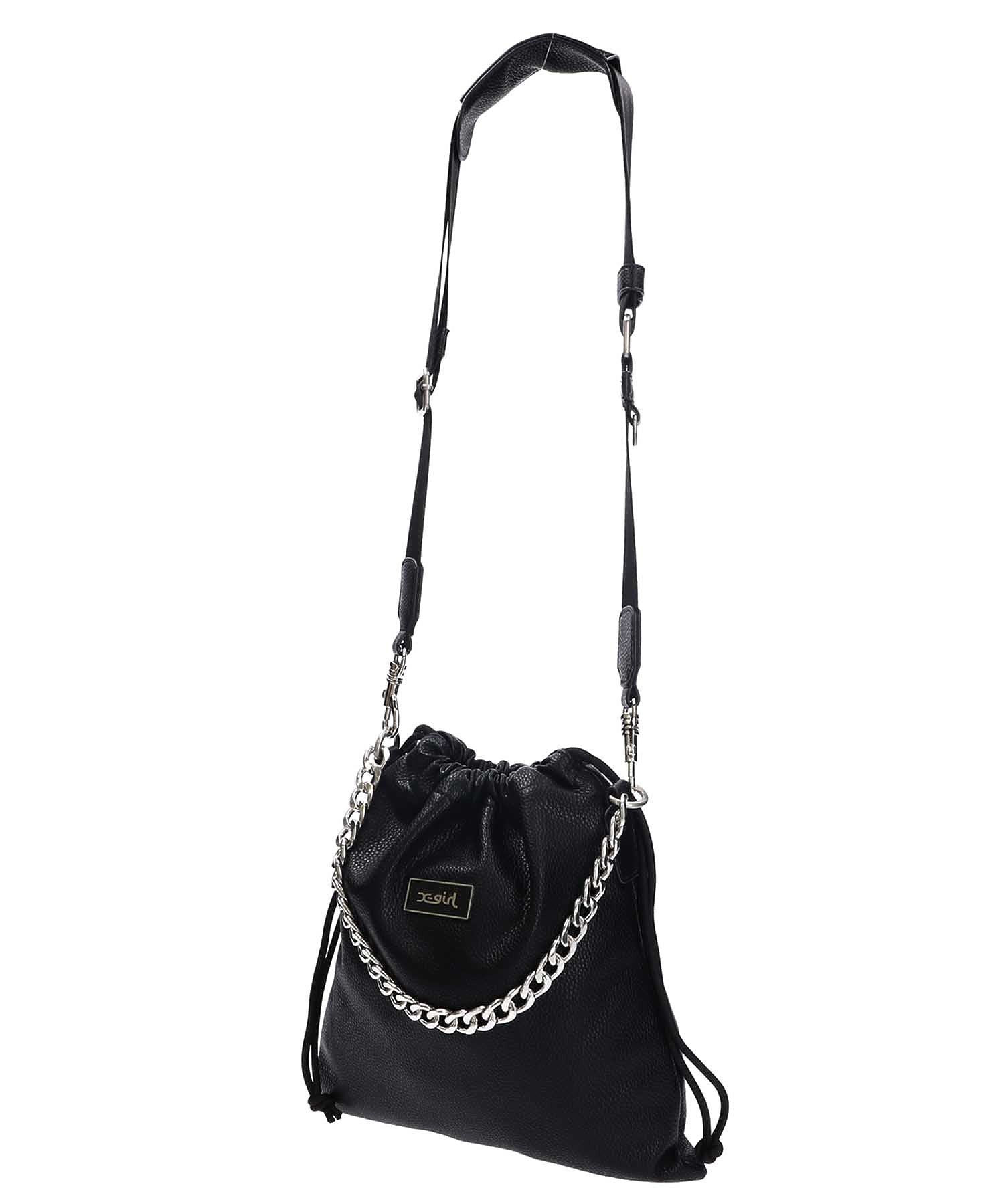 FAUX LEATHER DRAWSTRING BAG X-girl