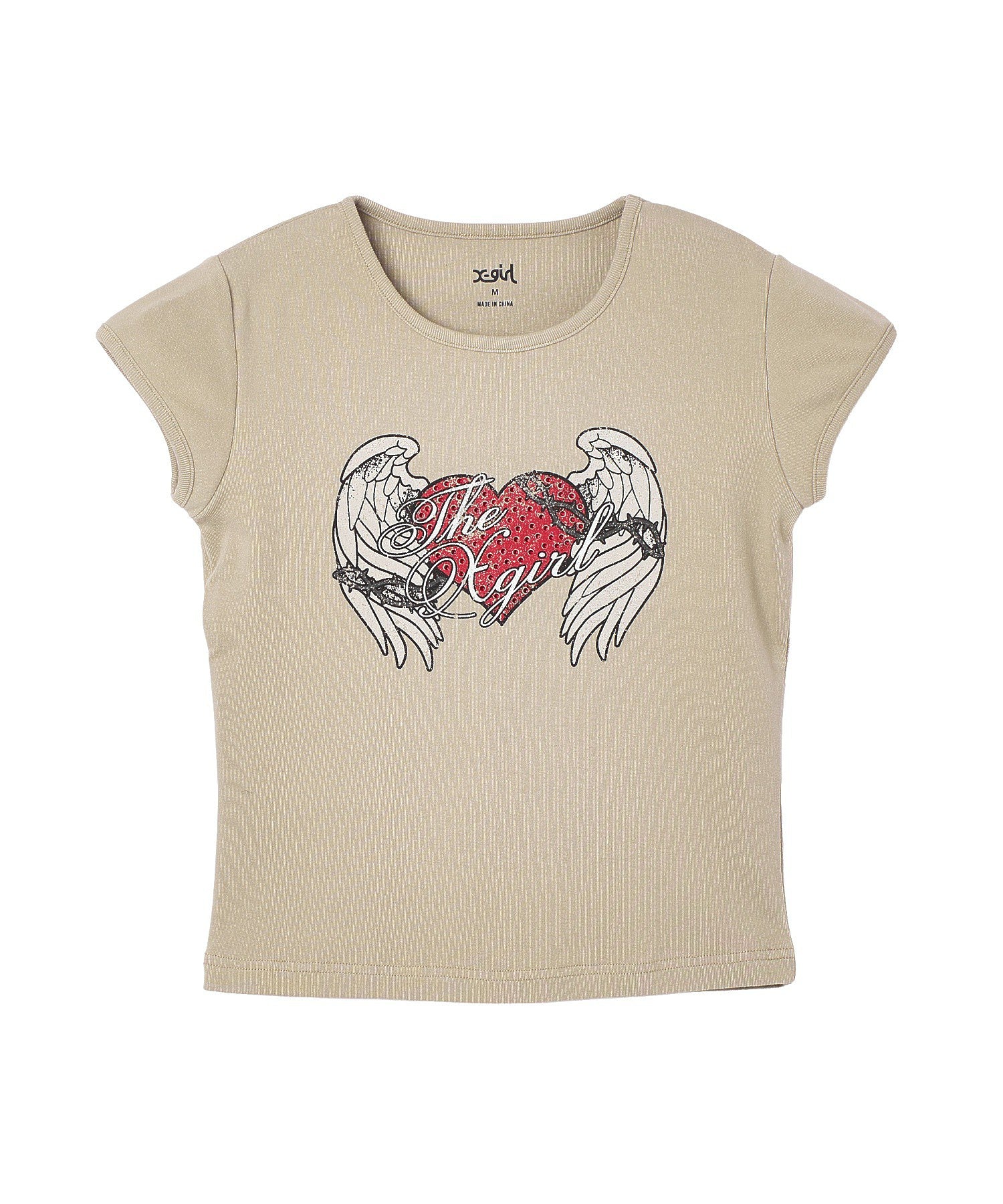 RHINESTONE HEART AND WING S/S BABY TEE